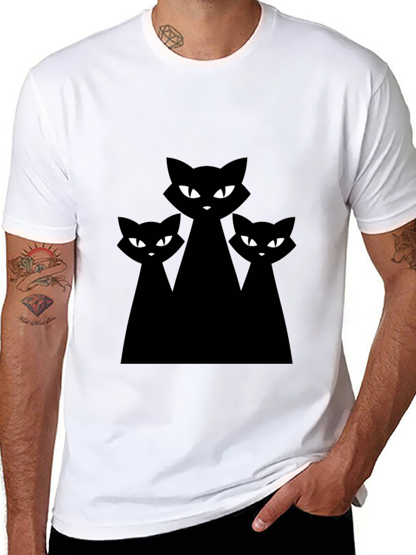 Black Cat Graphic Tee - Unisex Halloween Shirt