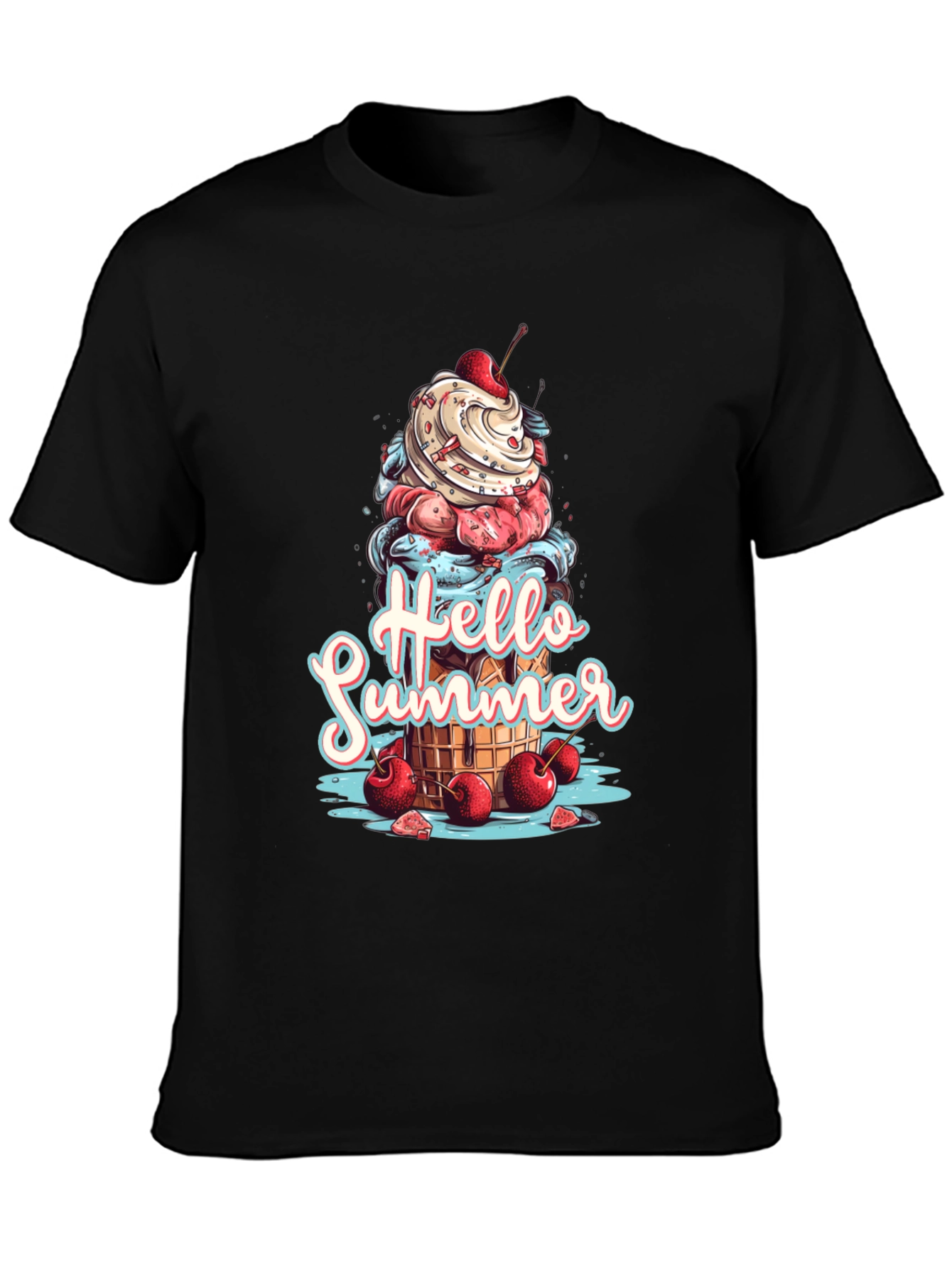 Hello Summer Ice Cream Graphic T-Shirt