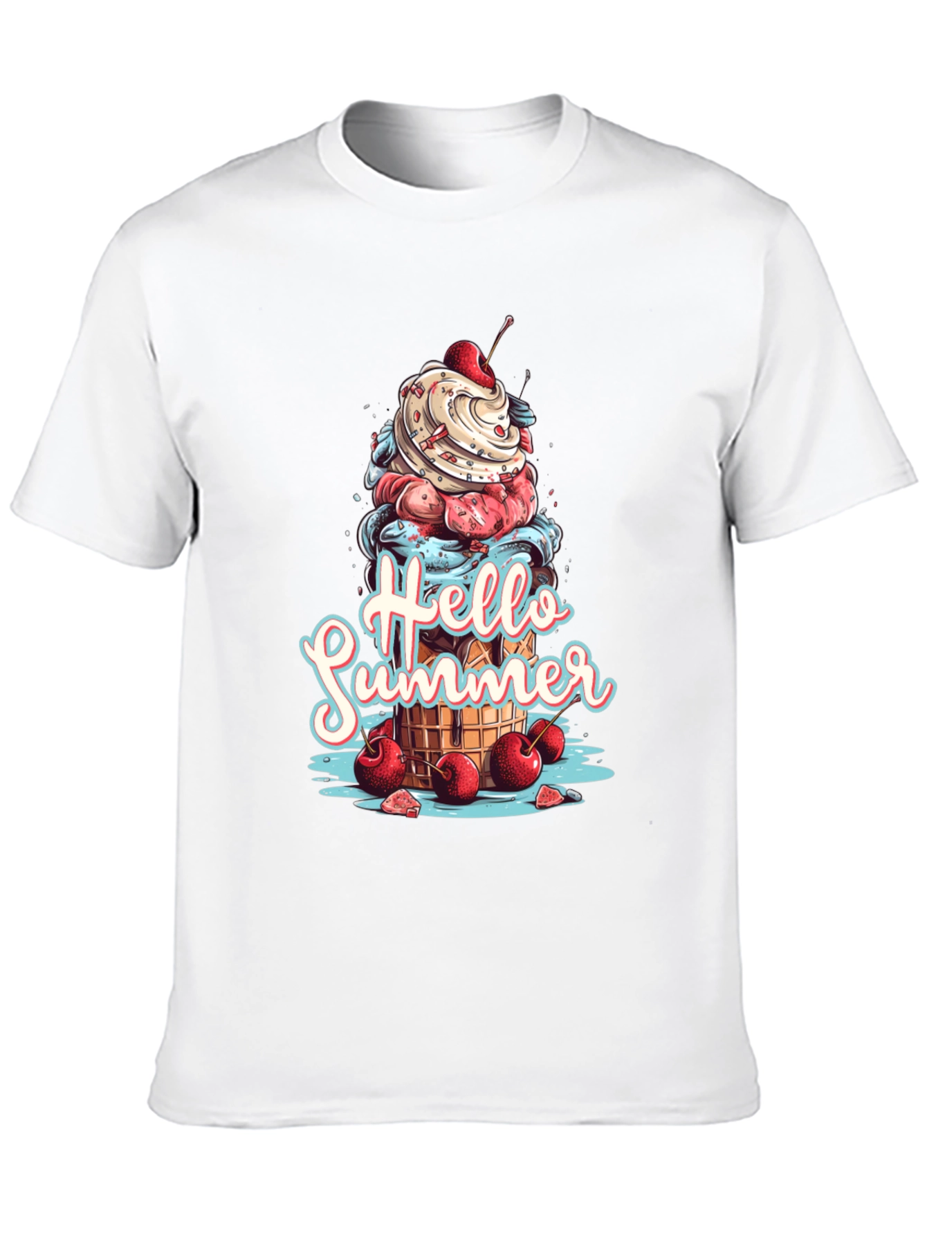 Hello Summer Ice Cream Graphic T-Shirt
