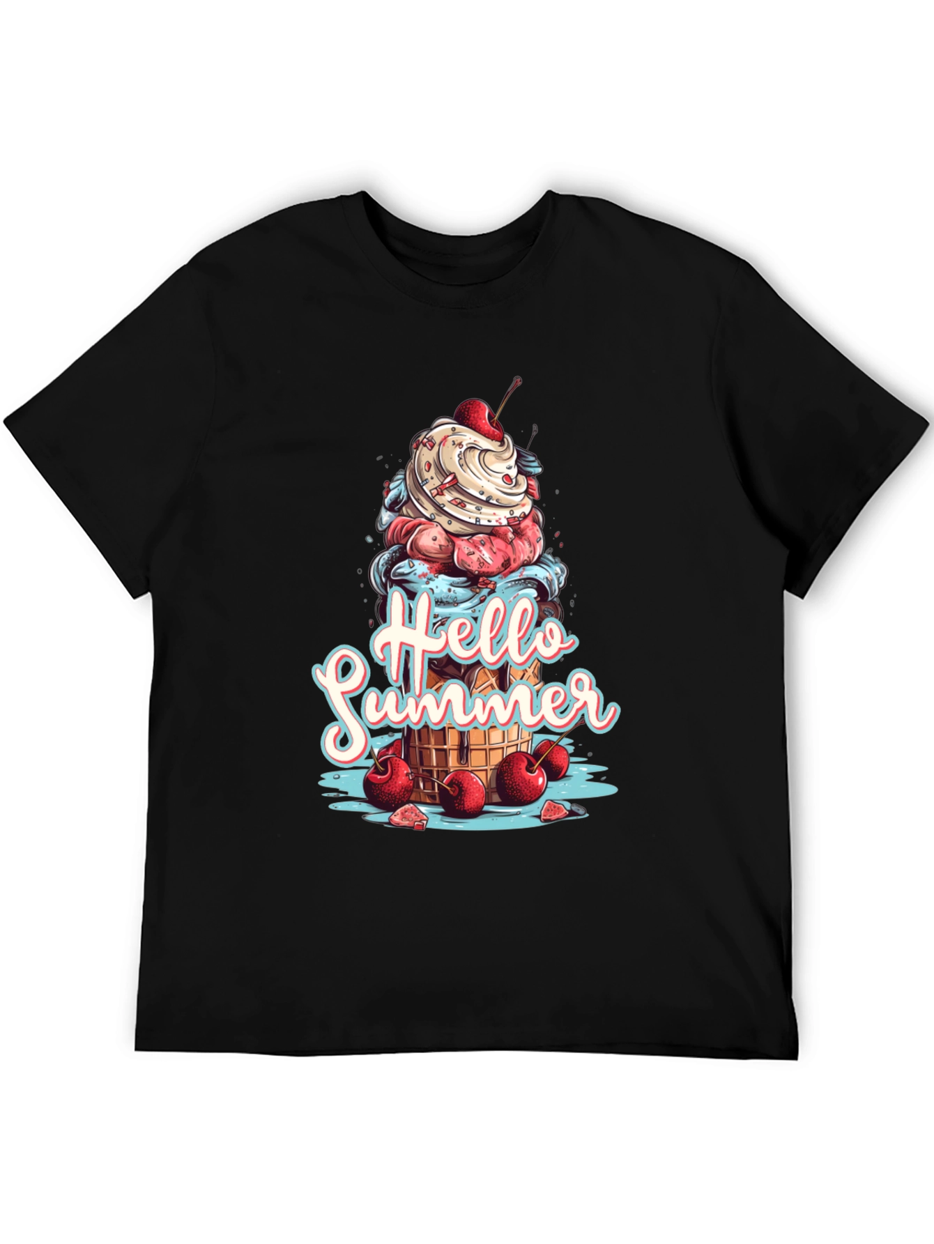 Hello Summer Ice Cream Graphic T-Shirt