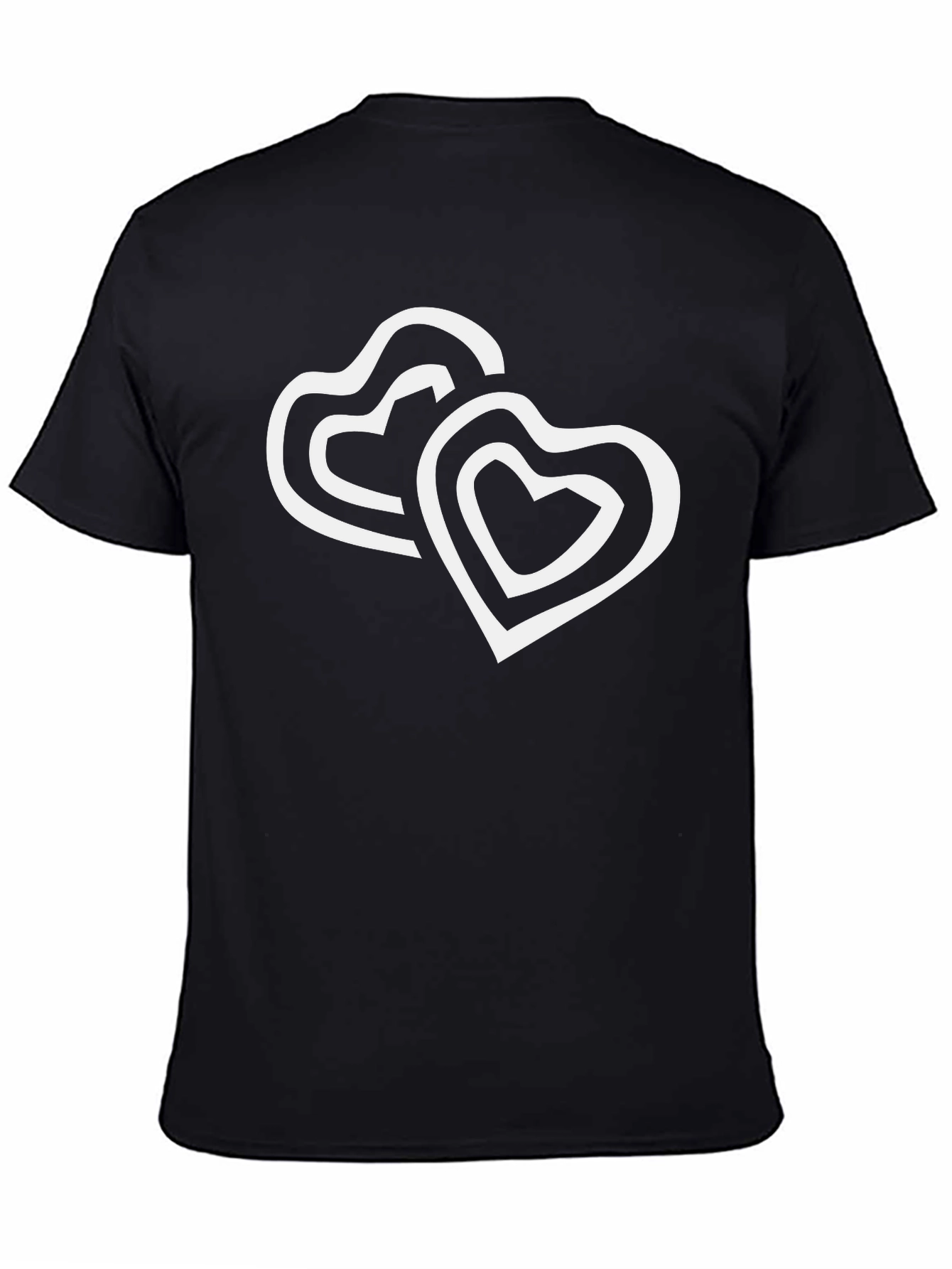 Black T-Shirt with Double Heart Design