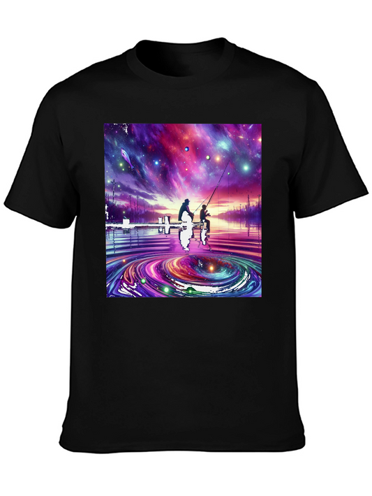 Cosmic Fishing Tee - Celestial Waters Design