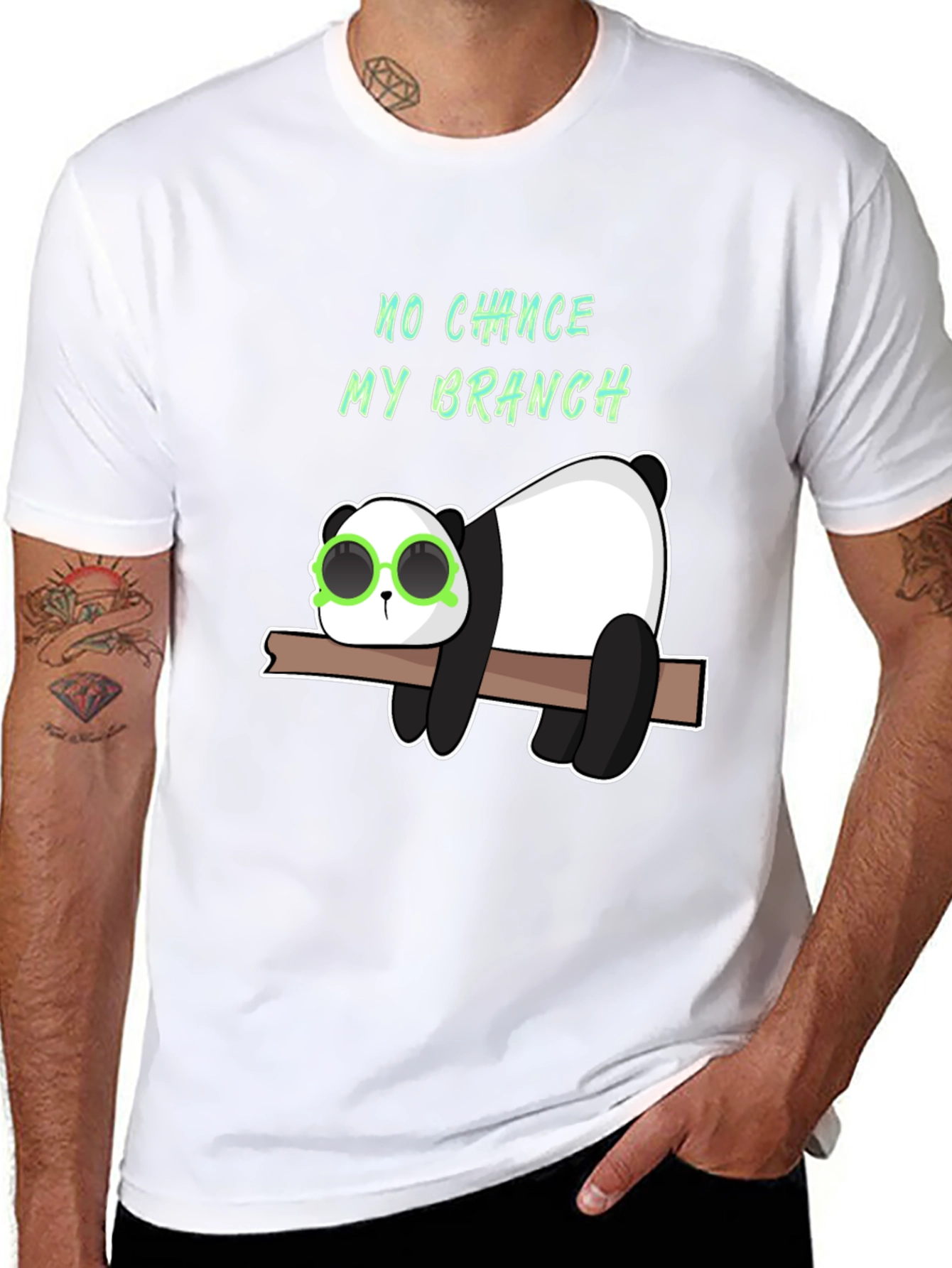Lazy Panda on Branch Graphic T-Shirt