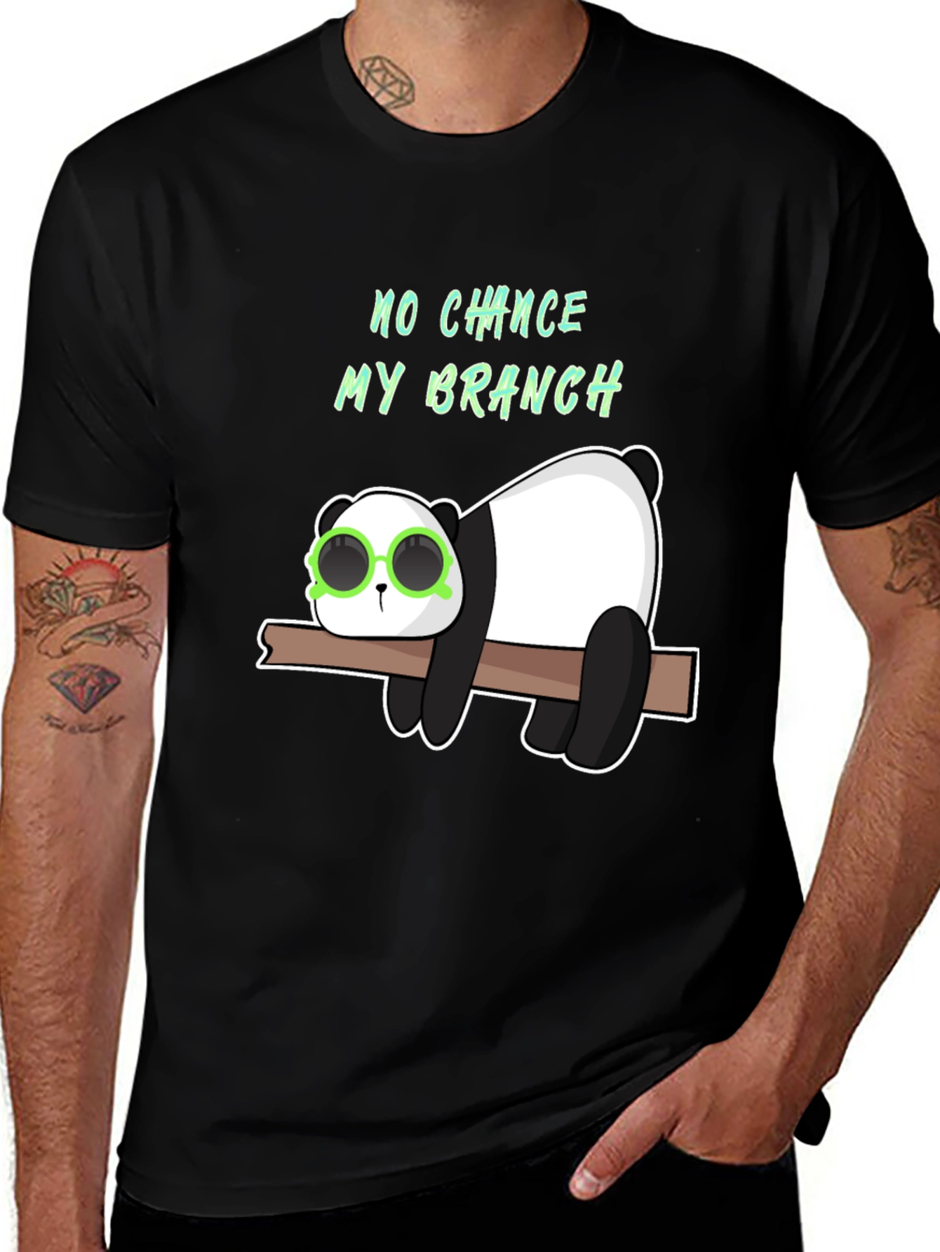Lazy Panda on Branch Graphic T-Shirt