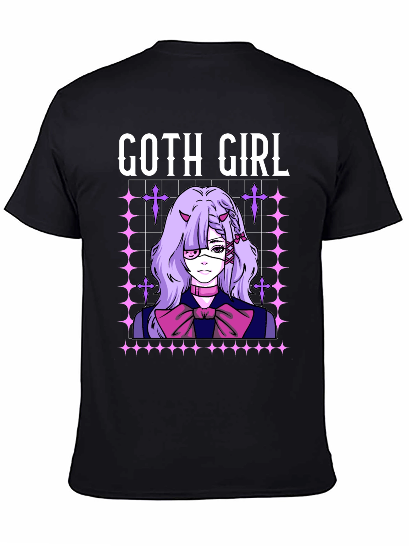 Goth Girl Anime T-Shirt - Black