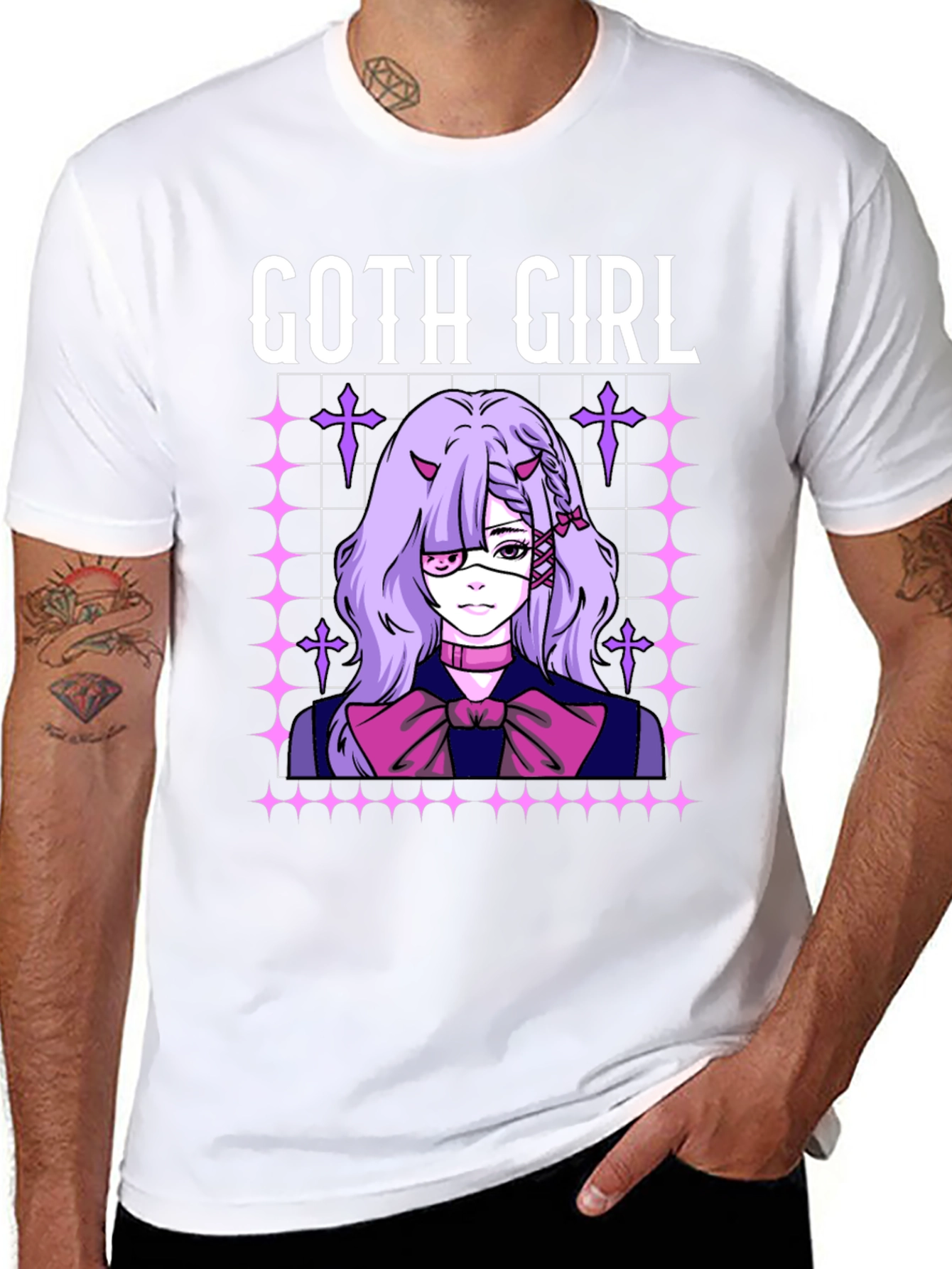 Goth Girl Anime T-Shirt - Black