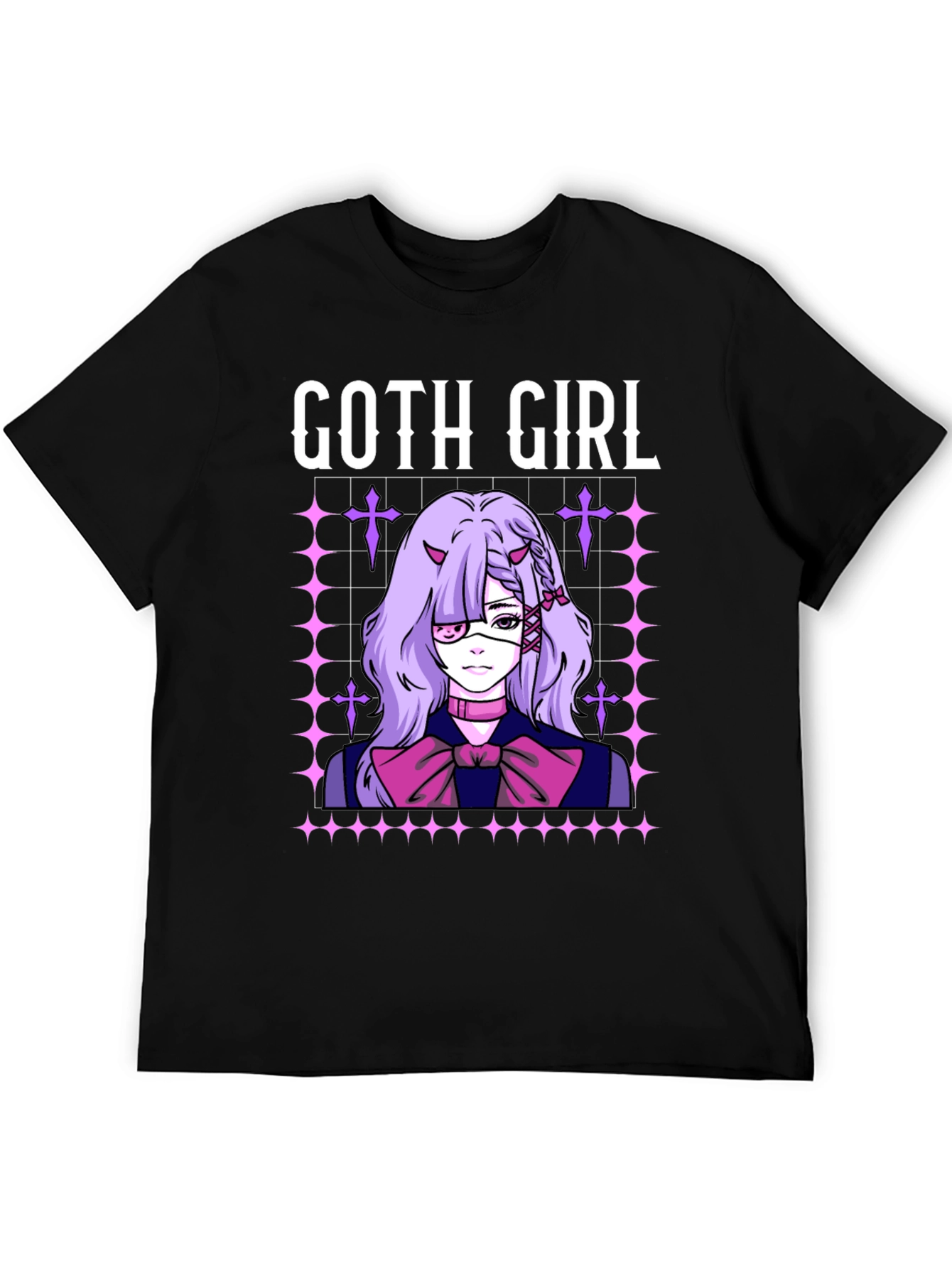 Goth Girl Anime T-Shirt - Black
