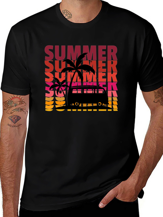 Summer Vibes T-Shirt - Retro Palm Tree Van Graphic Tee