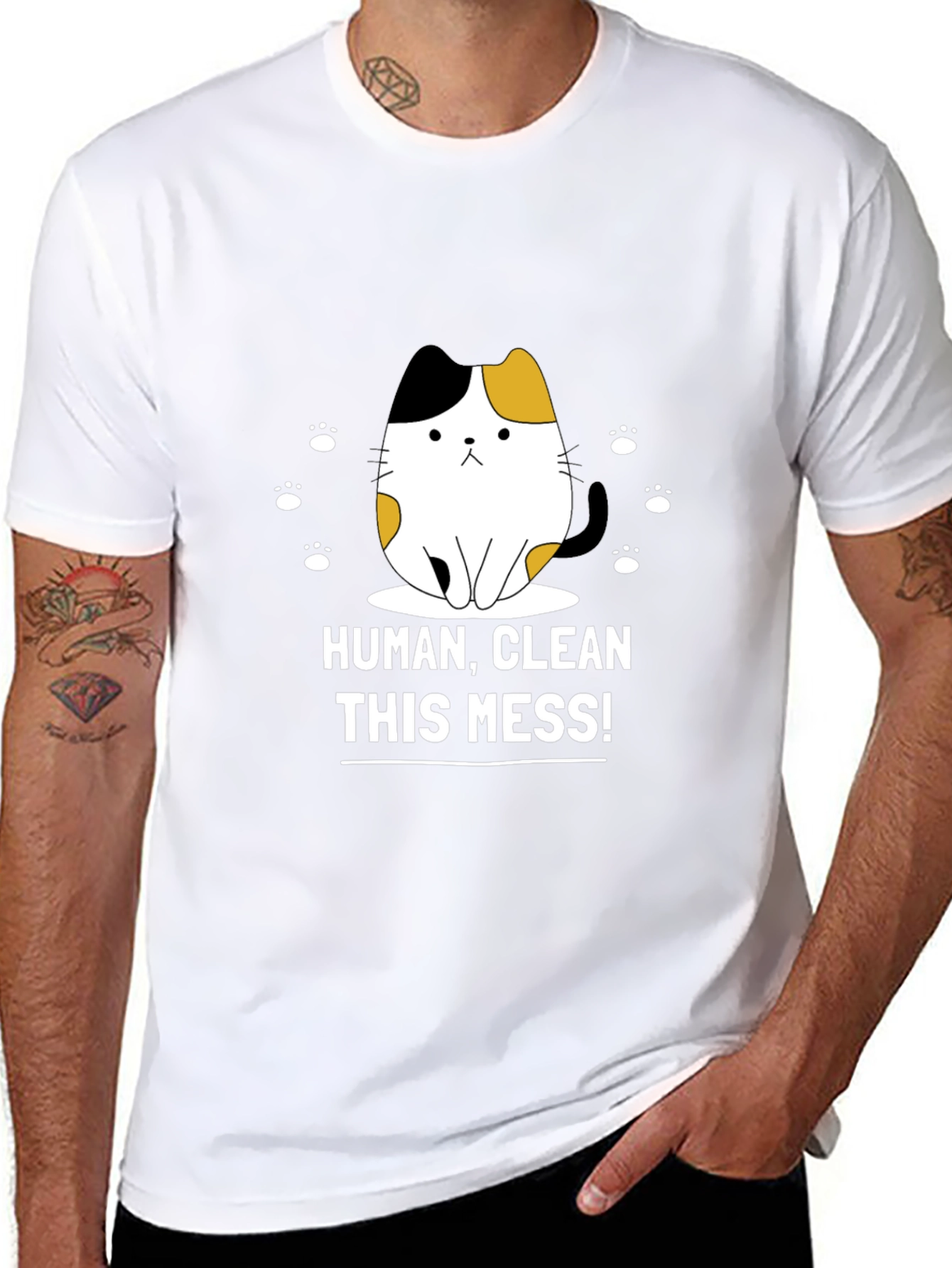 Funny Cat Graphic T-Shirt - Clean This Mess!