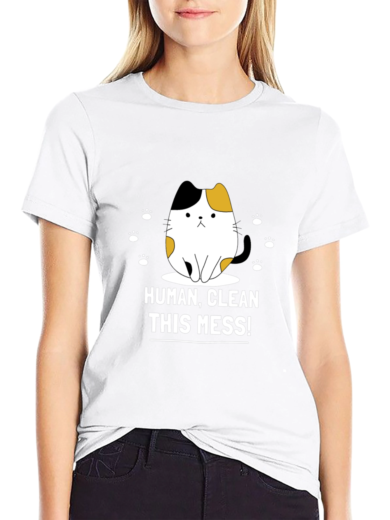 Funny Cat Graphic T-Shirt - Clean This Mess!