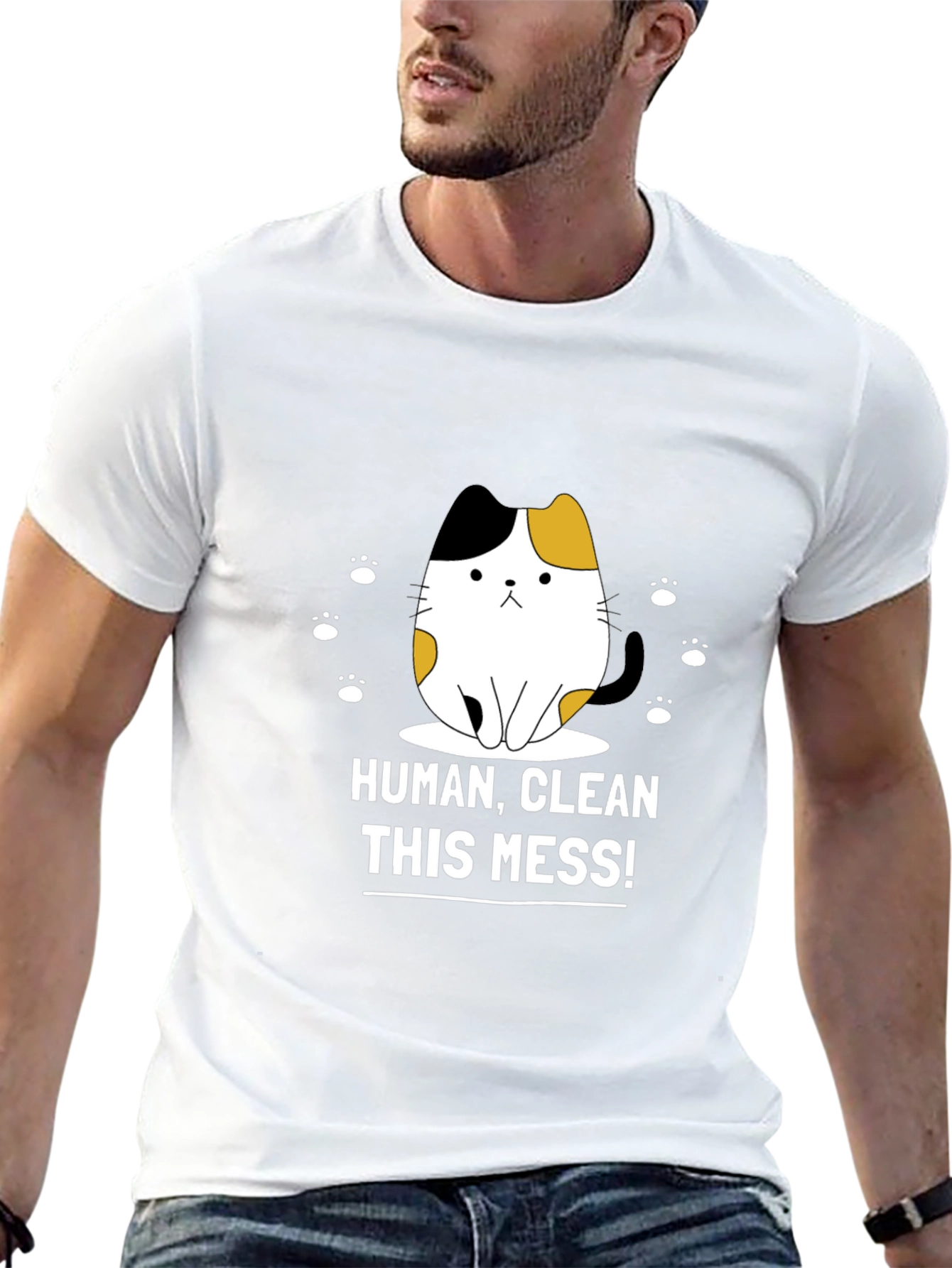 Funny Cat Graphic T-Shirt - Clean This Mess!