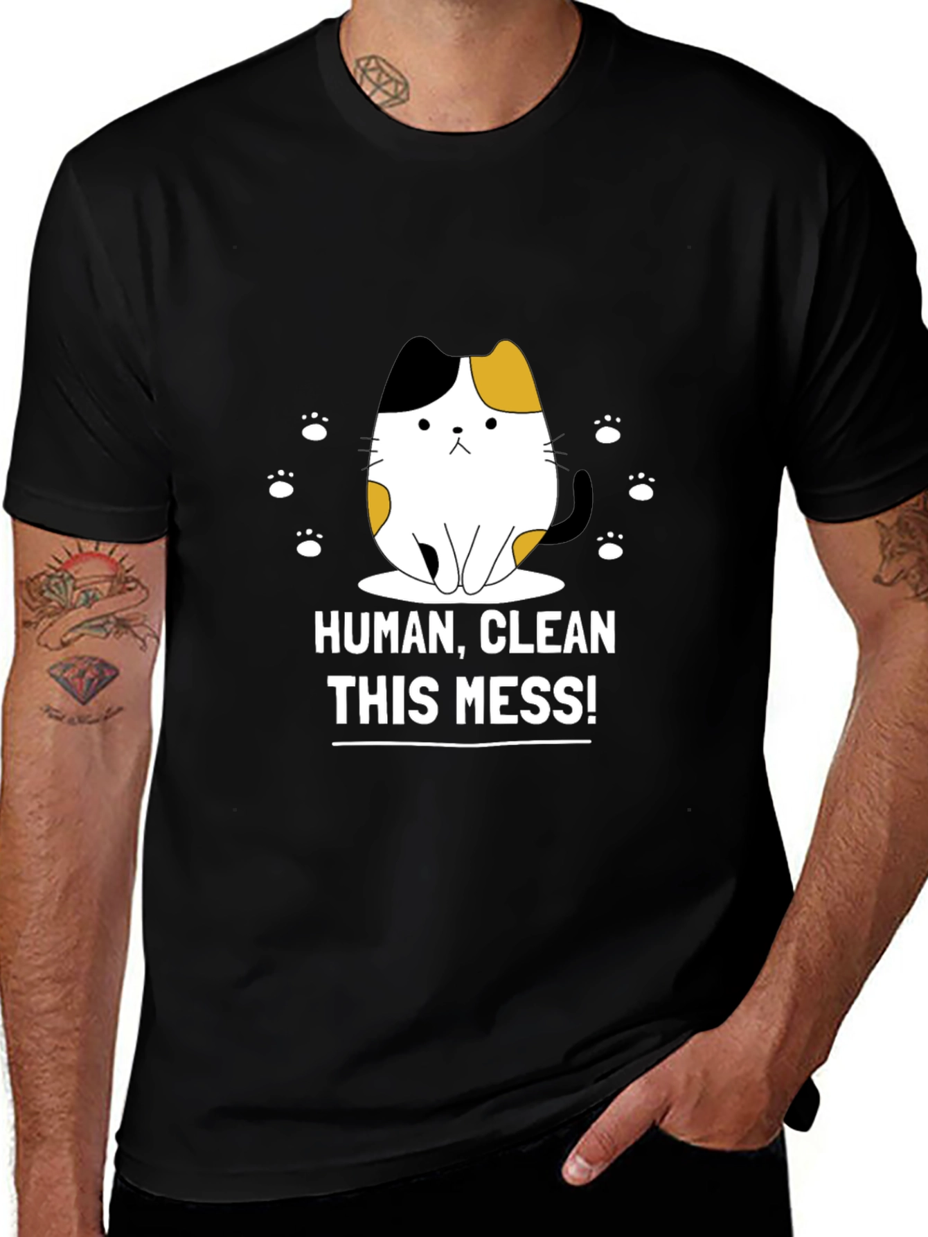 Funny Cat Graphic T-Shirt - Clean This Mess!