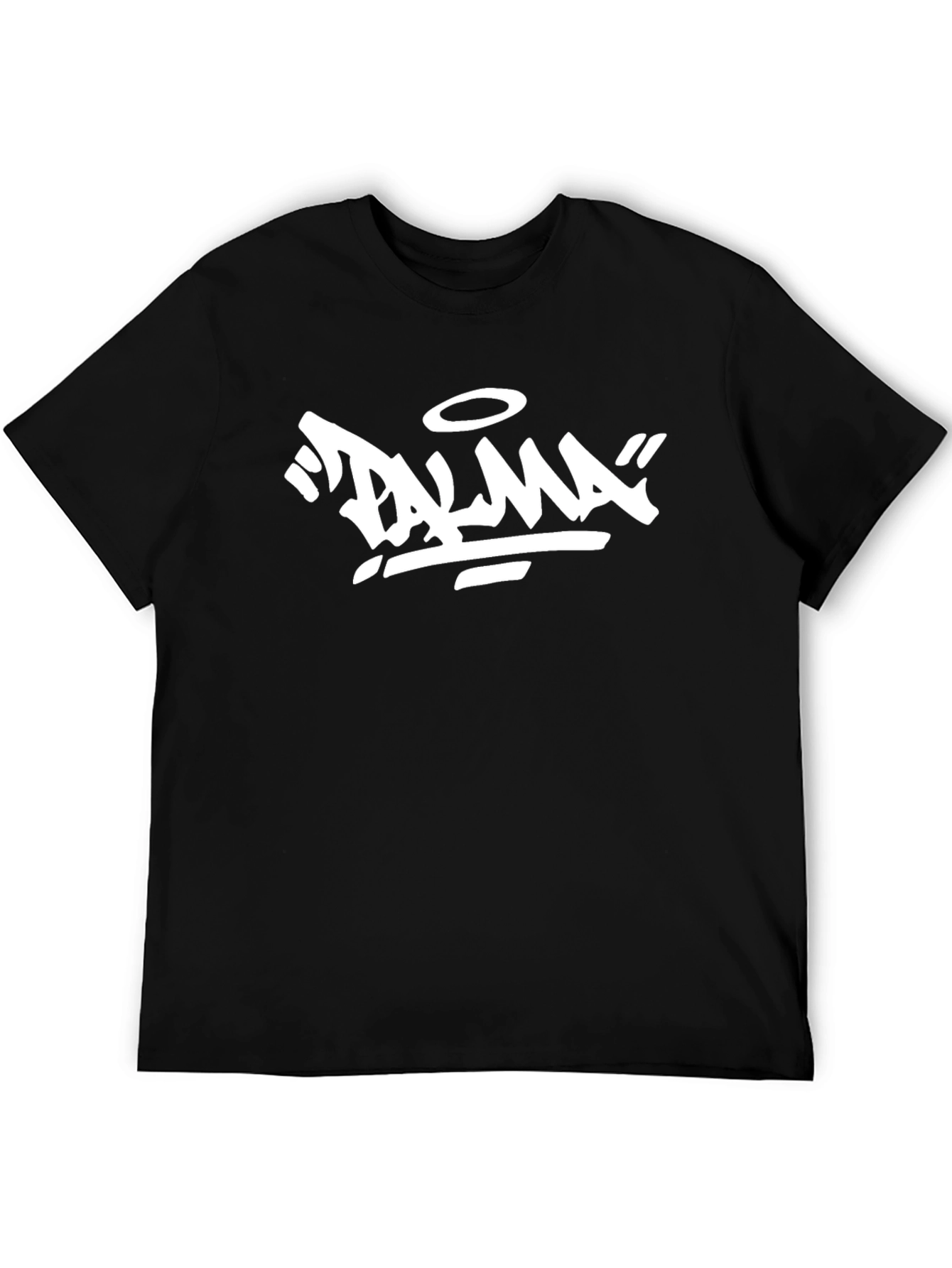 Black T-Shirt with White Palma Graphic