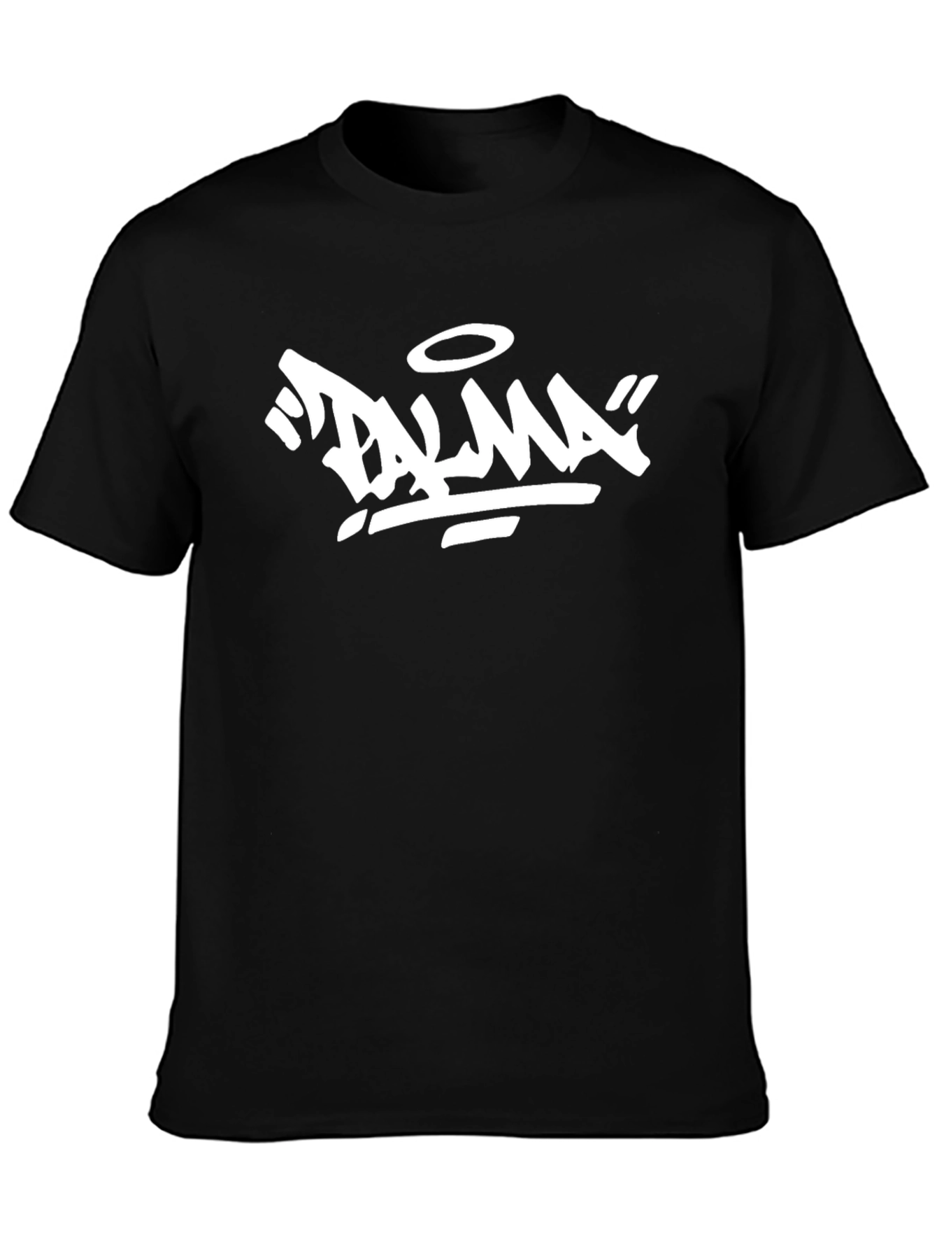 Black T-Shirt with White Palma Graphic