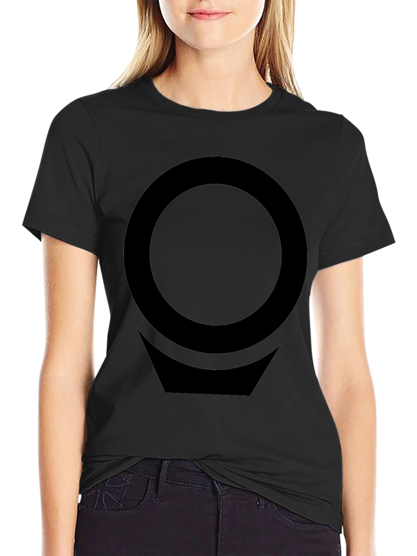 Modern Graphic T-Shirt - Black Circle & Chevron Design
