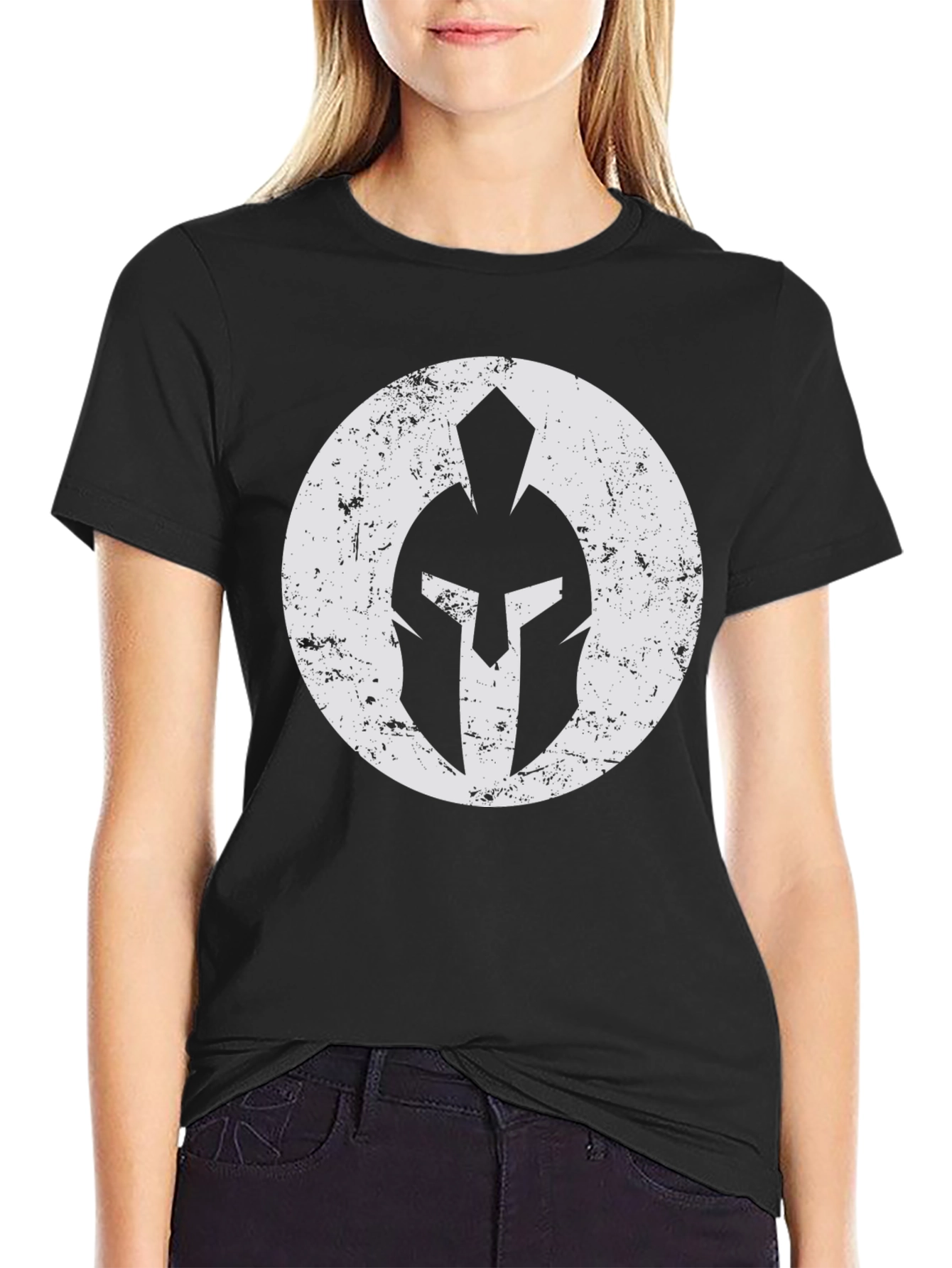 Spartan Helmet Graphic T-Shirt - Black