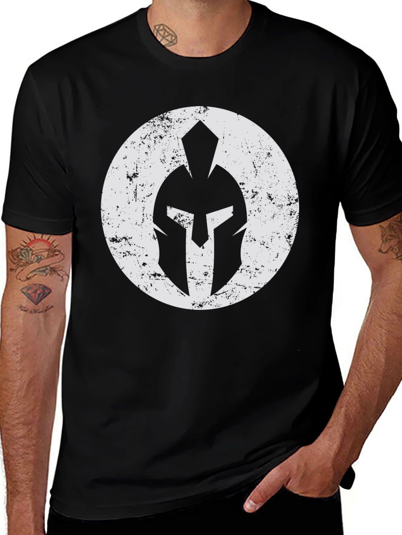 Spartan Helmet Graphic T-Shirt - Black