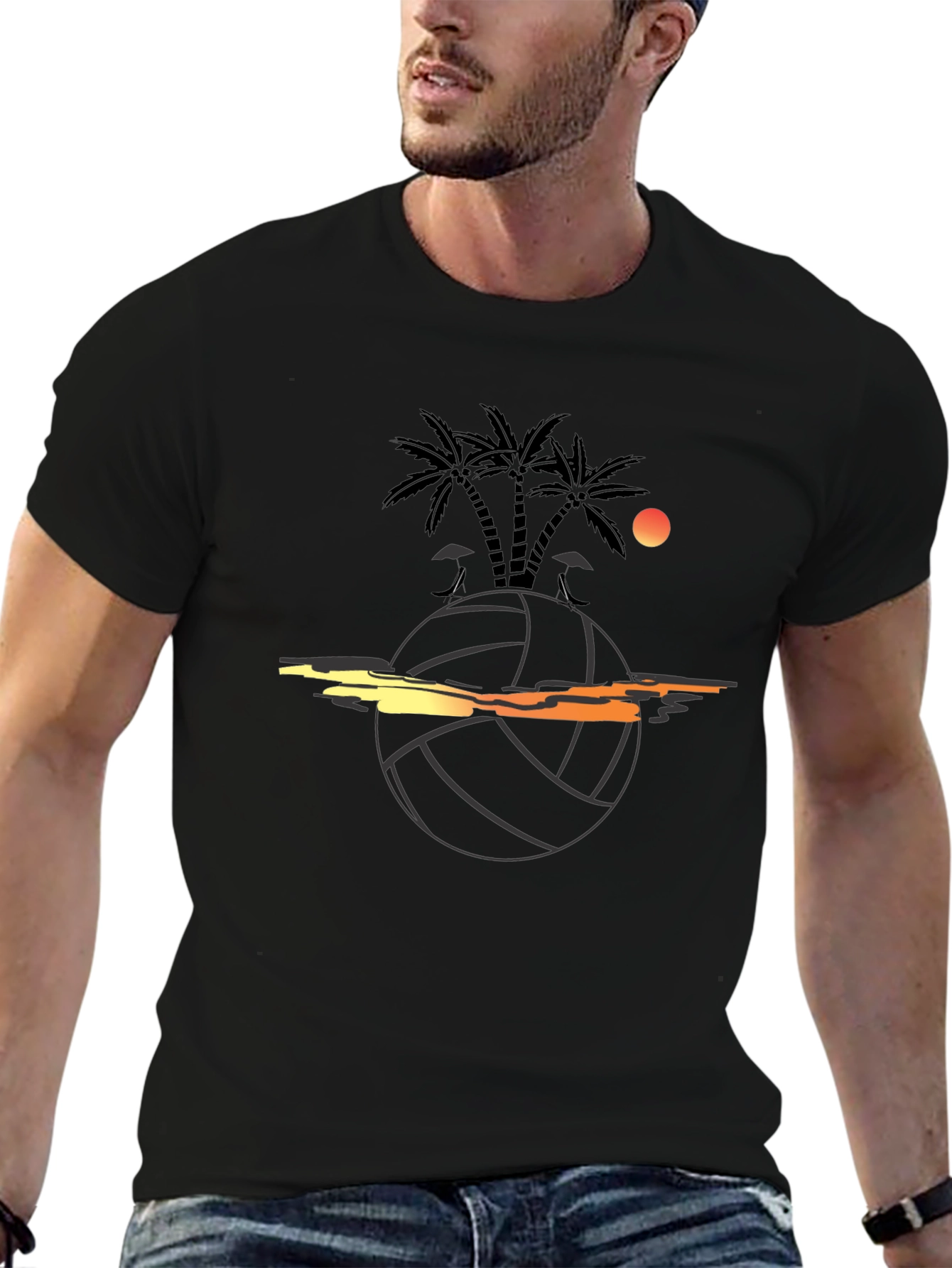 Tropical Volleyball Graphic T-Shirt