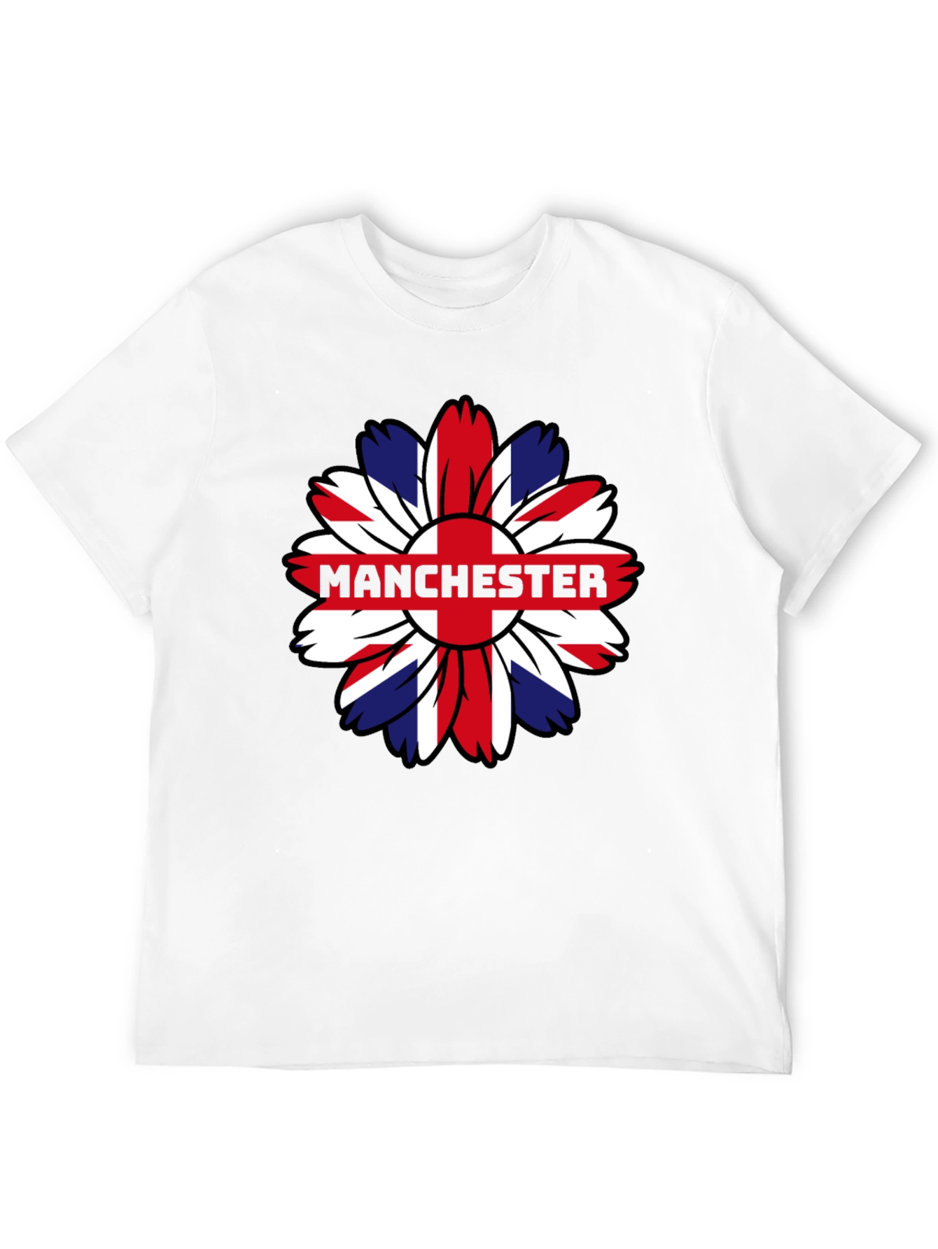 Manchester UK Flag Flower Graphic T-Shirt