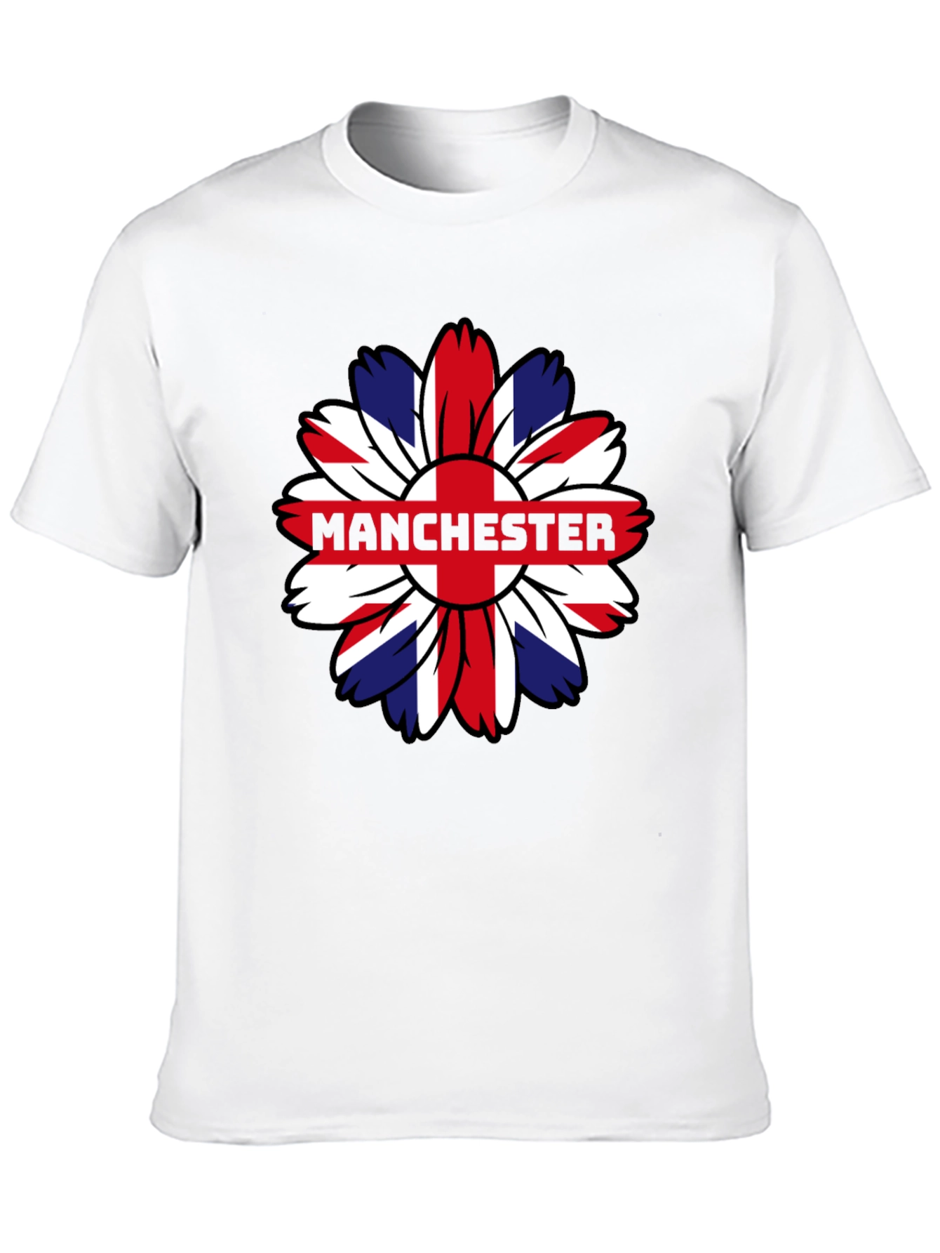 Manchester UK Flag Flower Graphic T-Shirt