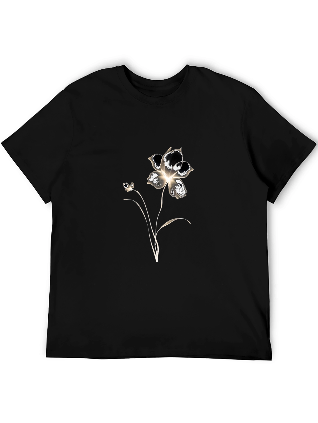 Floral Graphic Tee - Black Cotton Blend