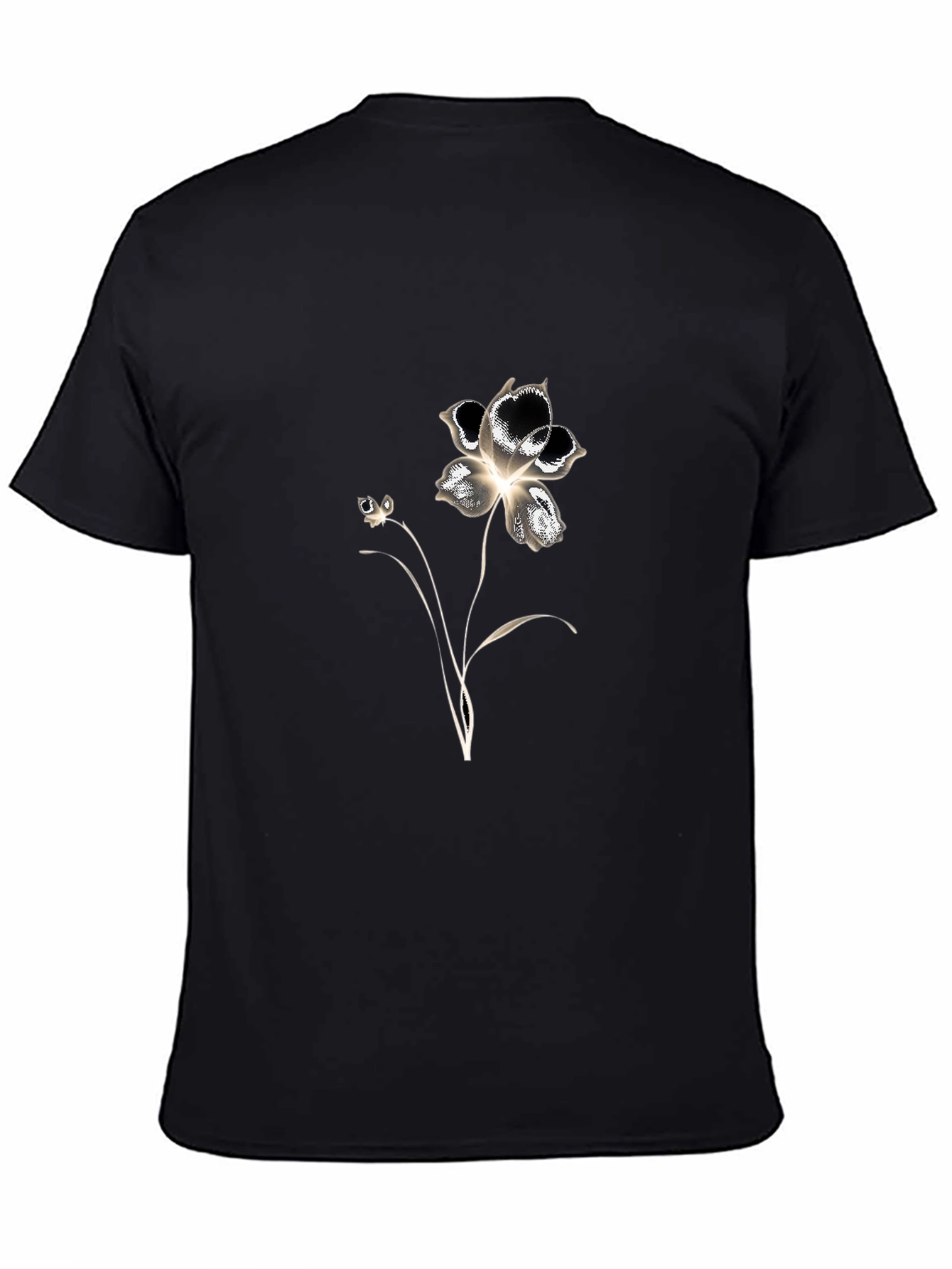 Floral Graphic Tee - Black Cotton Blend