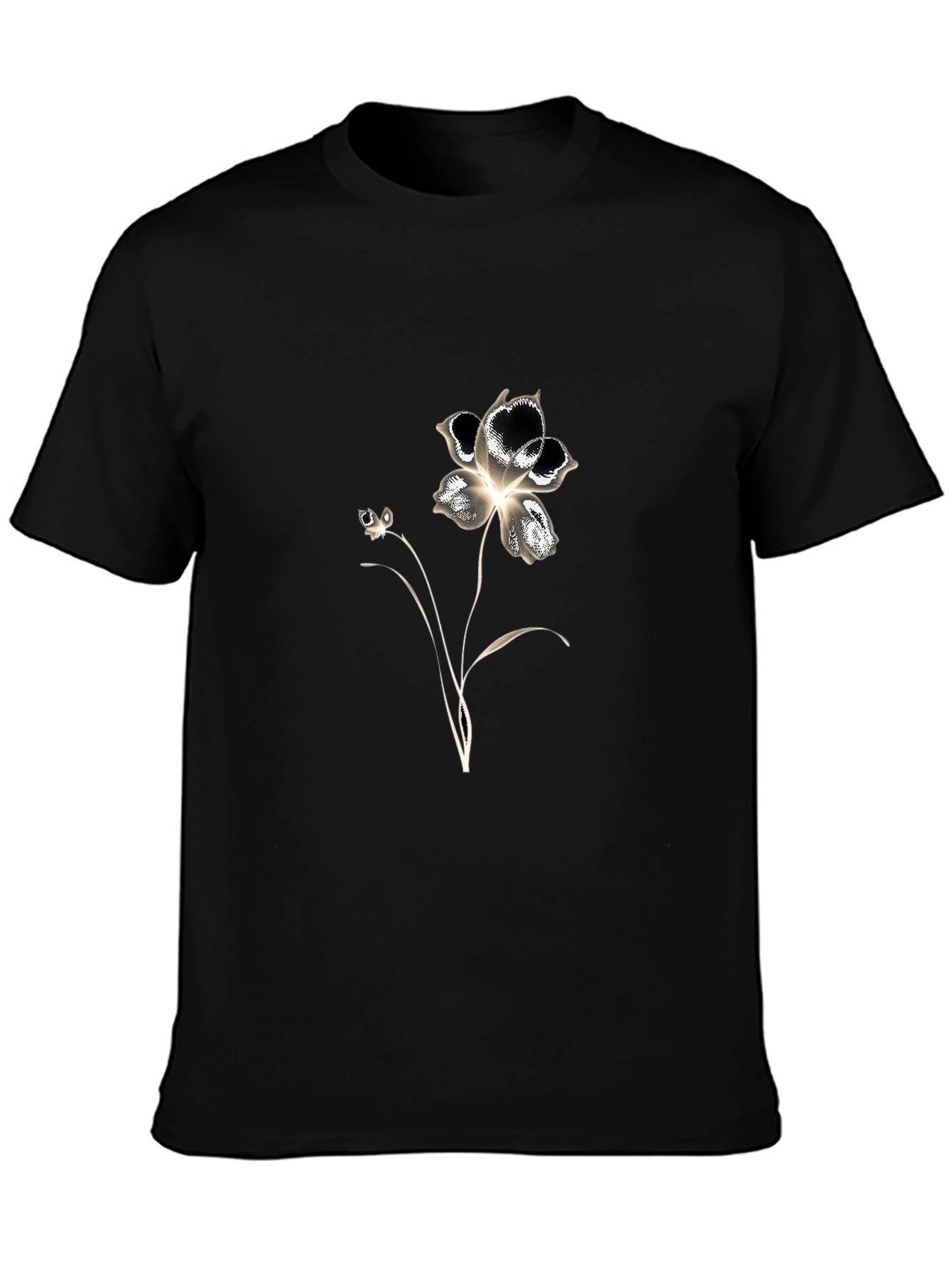 Floral Graphic Tee - Black Cotton Blend