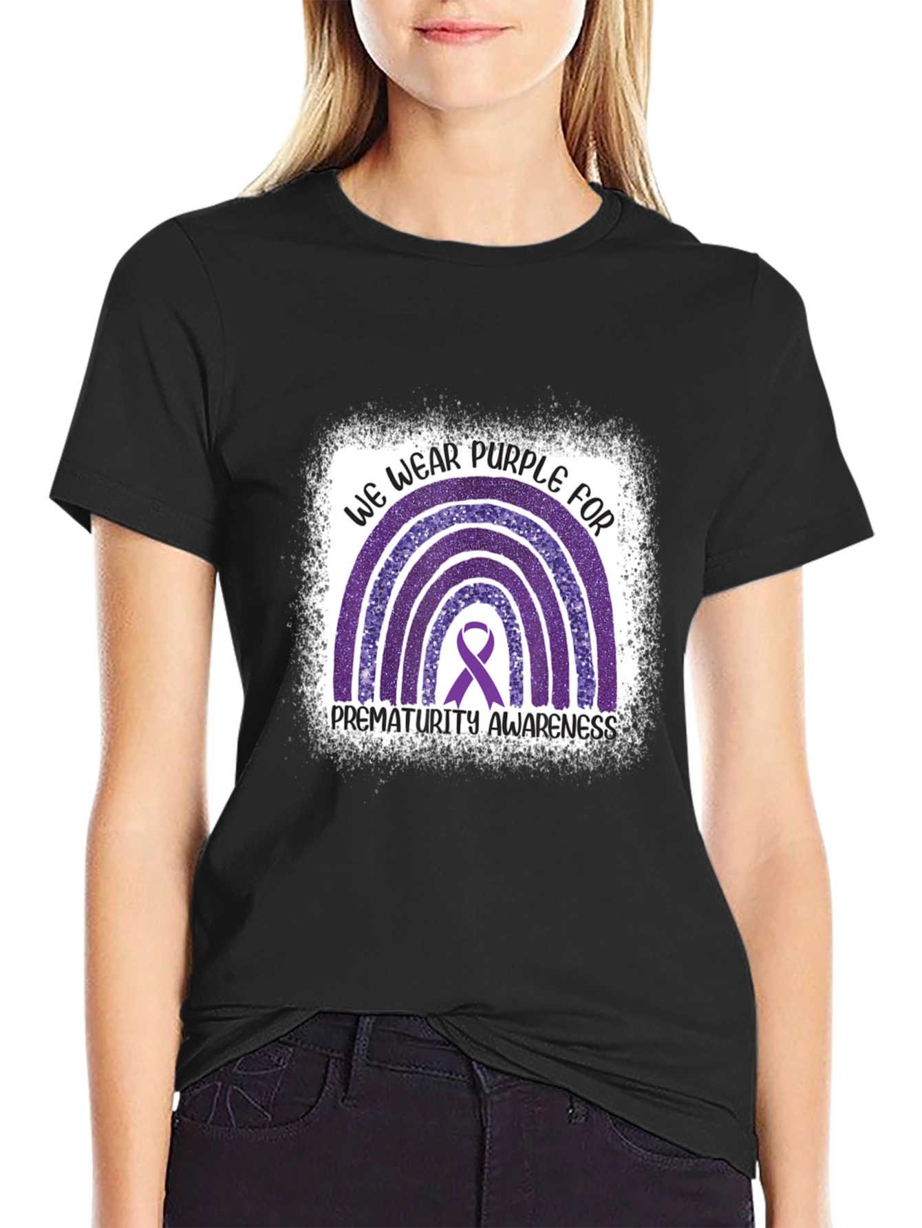 Prematurity Awareness Purple Rainbow T-Shirt