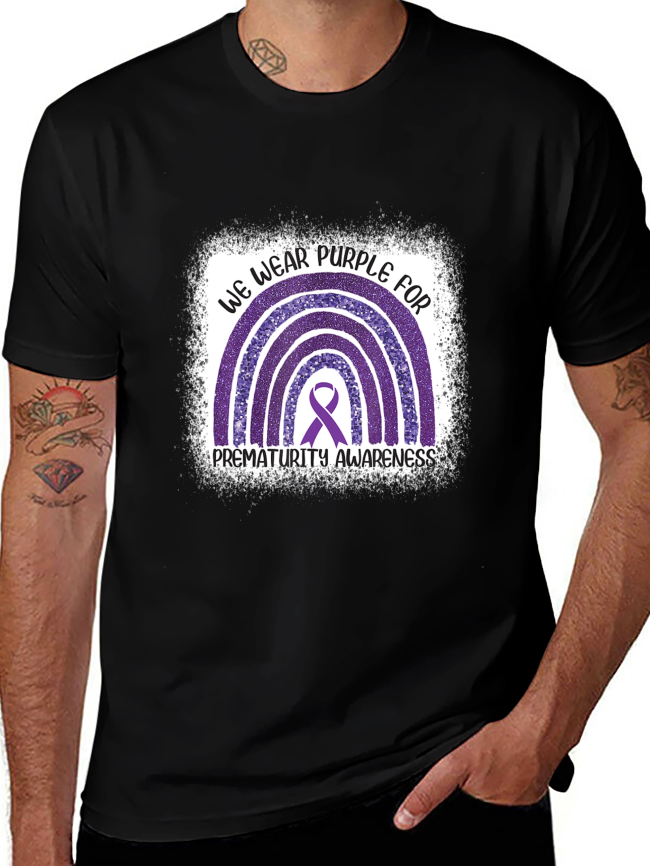 Prematurity Awareness Purple Rainbow T-Shirt