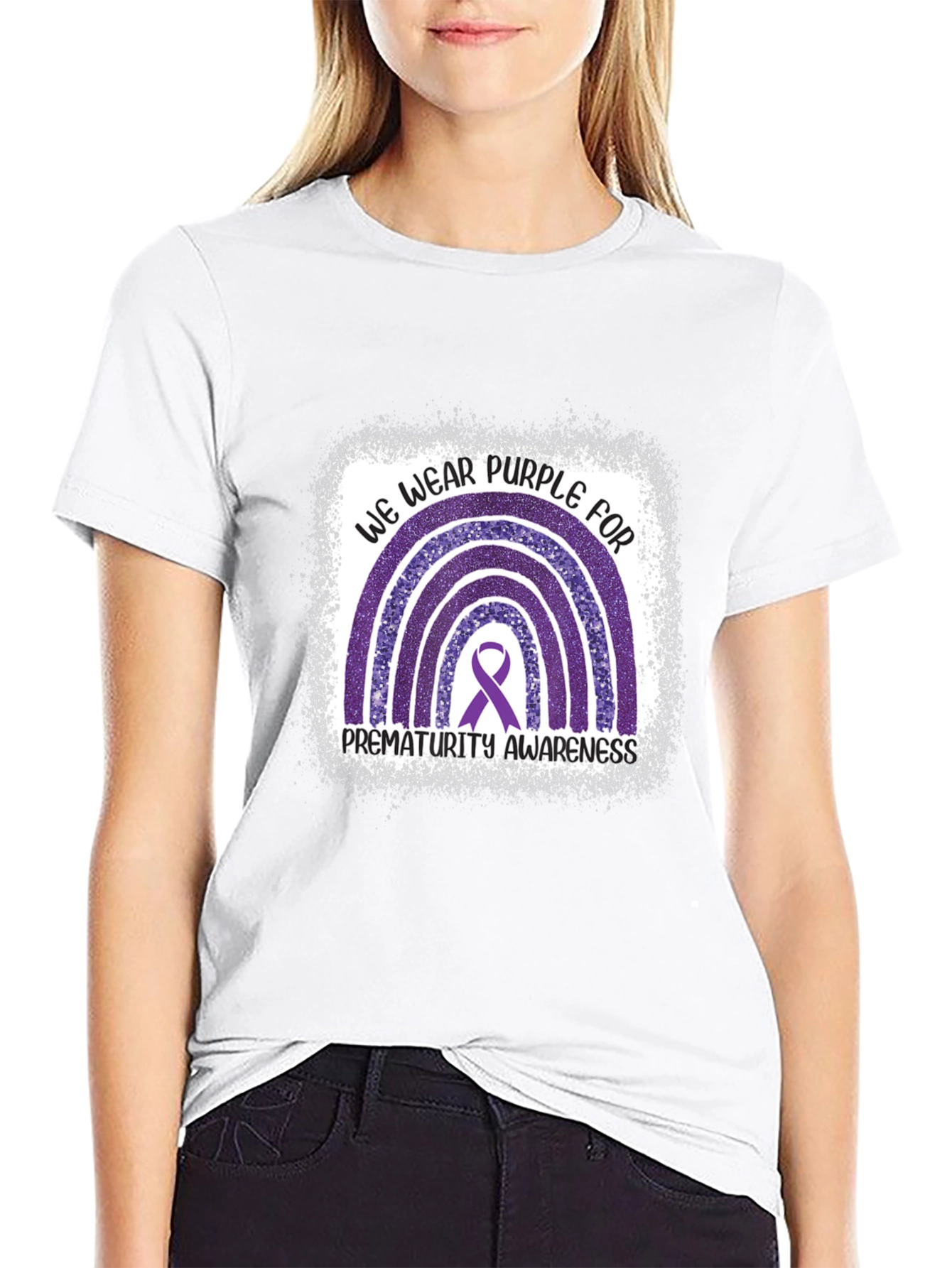Prematurity Awareness Purple Rainbow T-Shirt