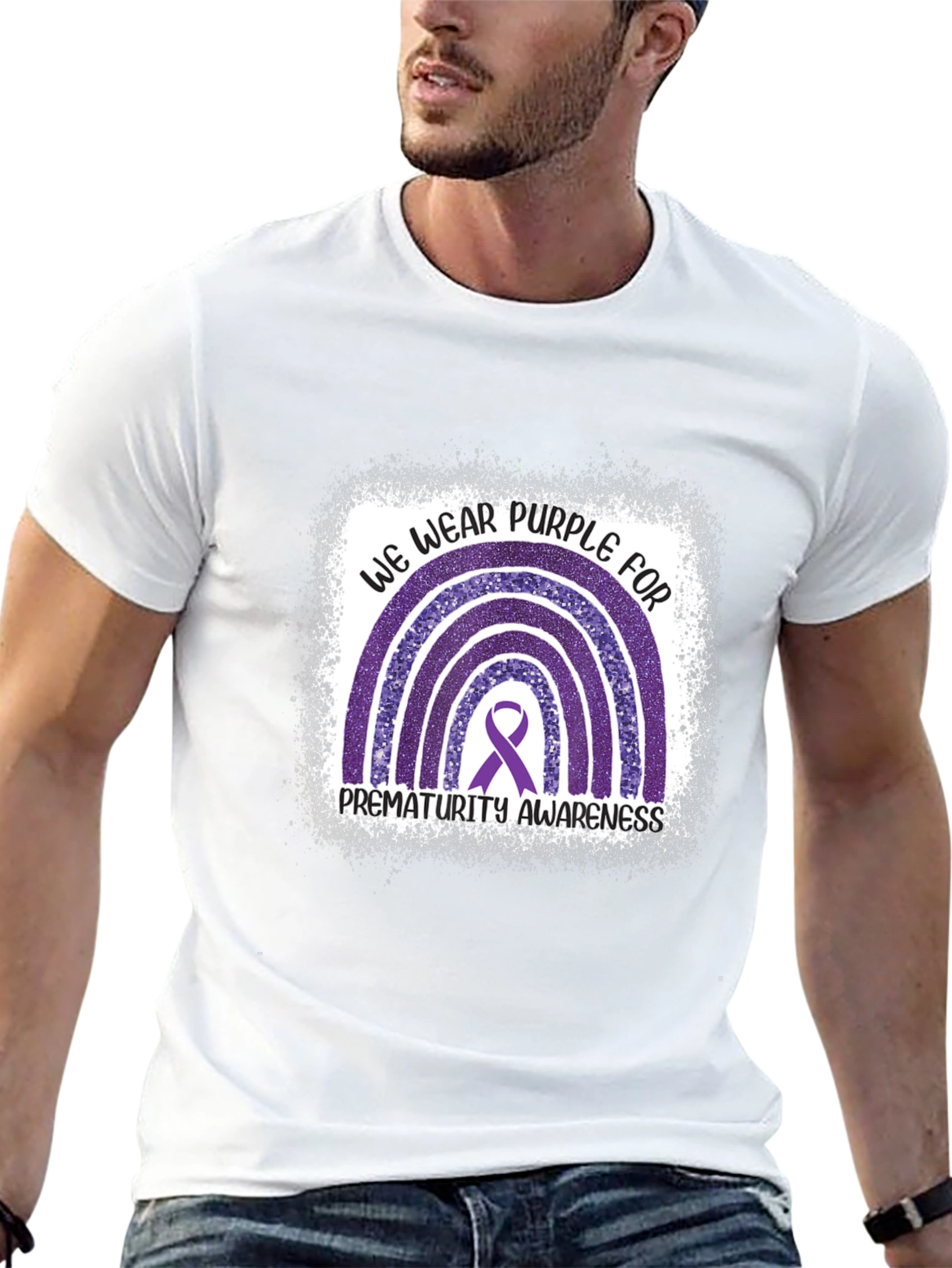 Prematurity Awareness Purple Rainbow T-Shirt