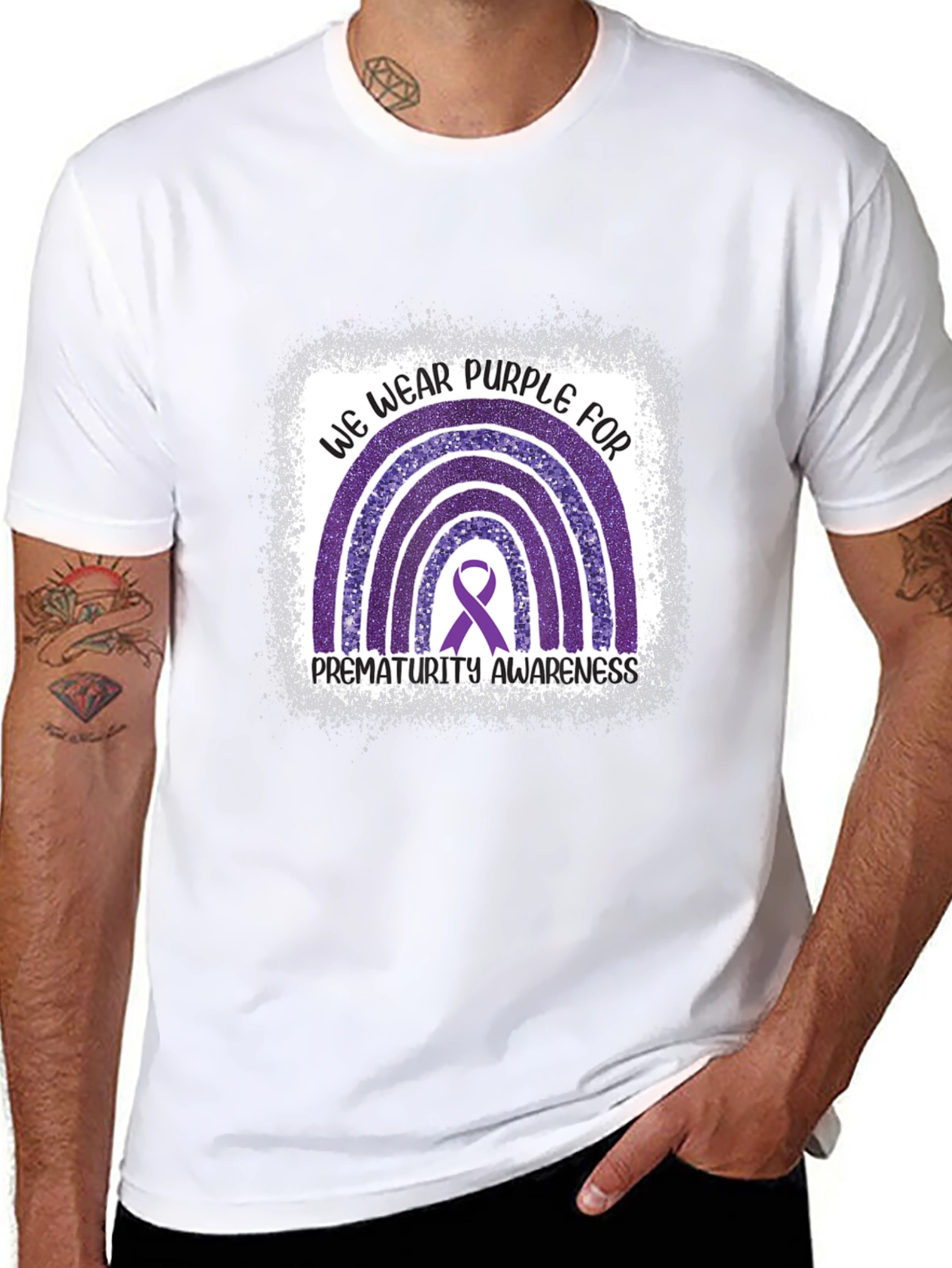 Prematurity Awareness Purple Rainbow T-Shirt