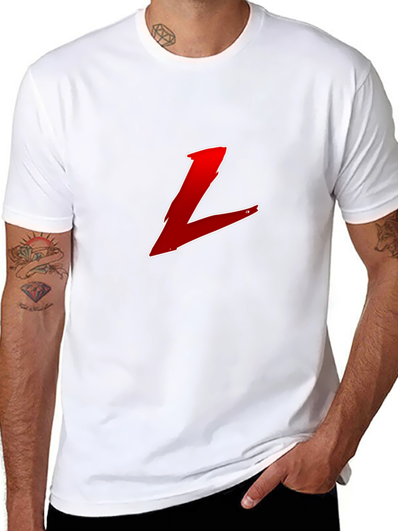 Red L Graphic Black T-Shirt