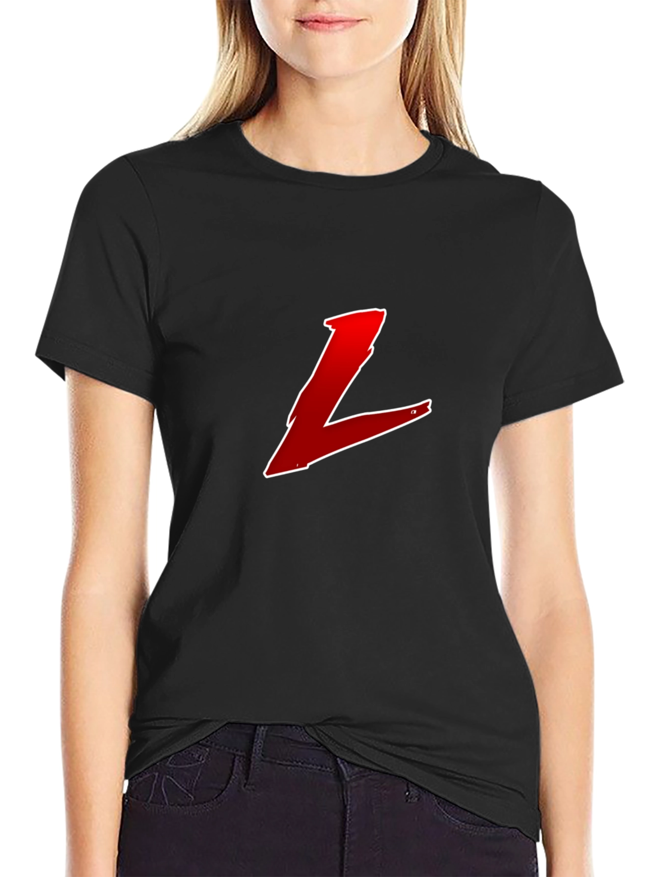 Red L Graphic Black T-Shirt