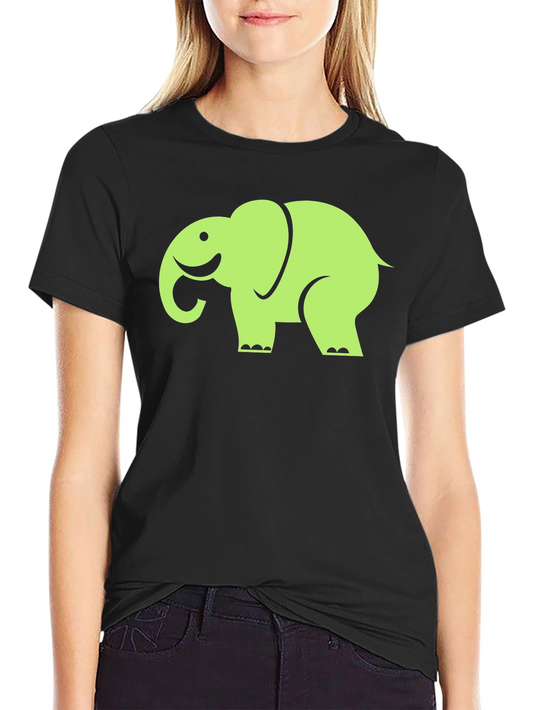 Cute Elephant Graphic Tee - Soft Black Cotton Shirt