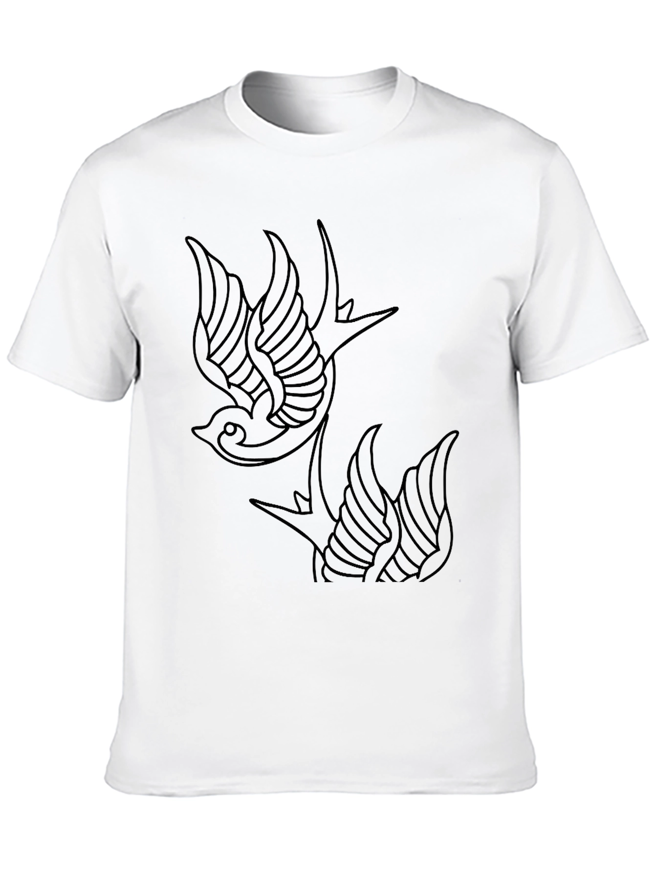 Swallow Tattoo Style Graphic Tee - Classic Black