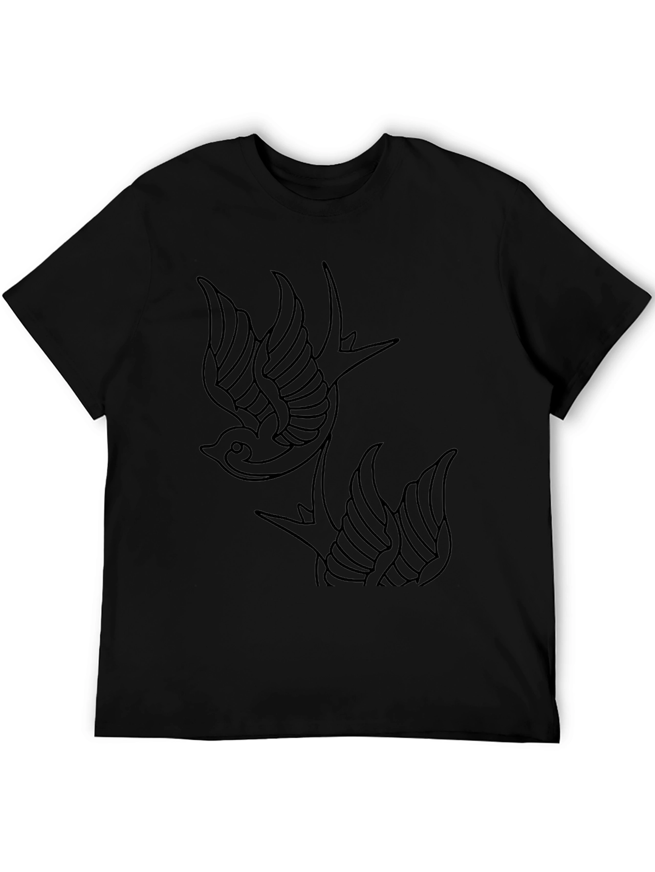 Swallow Tattoo Style Graphic Tee - Classic Black