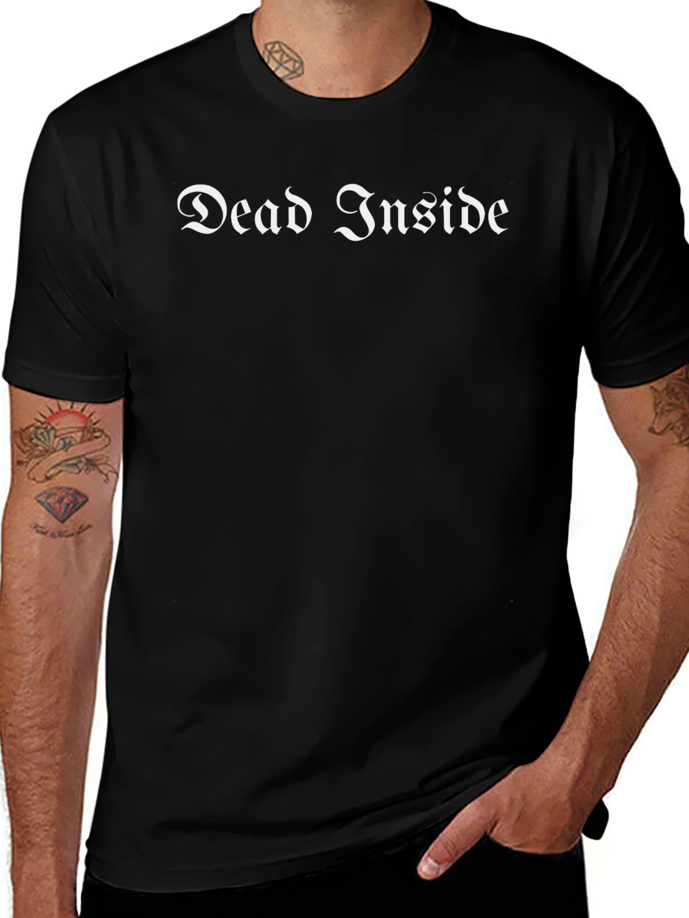 Dead Inside Gothic Text T-Shirt - Black
