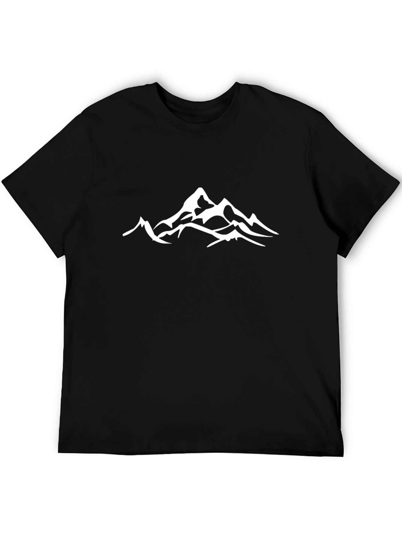 Mountain Peak Graphic Tee - Black Cotton Casual T-Shirt