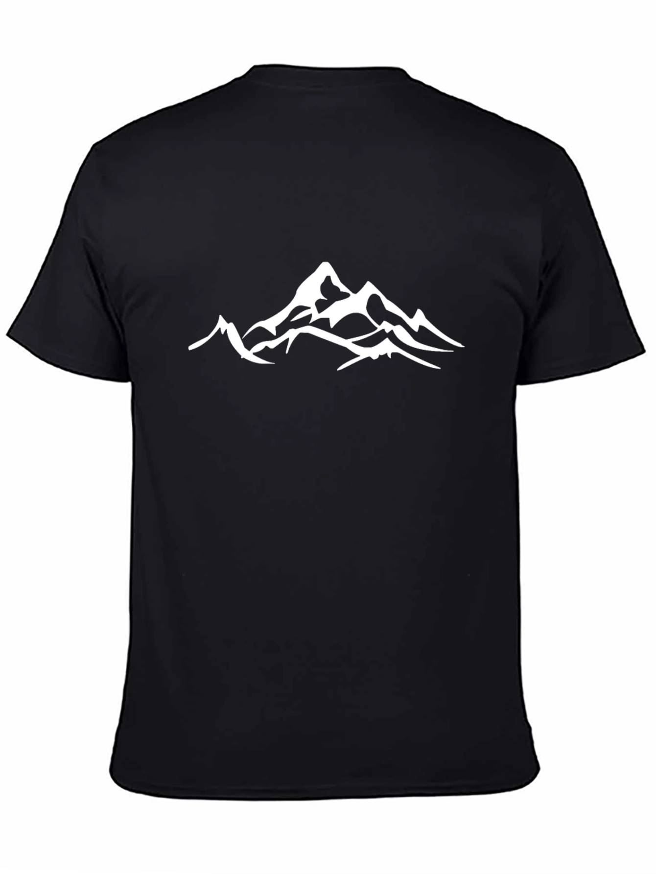 Mountain Peak Graphic Tee - Black Cotton Casual T-Shirt
