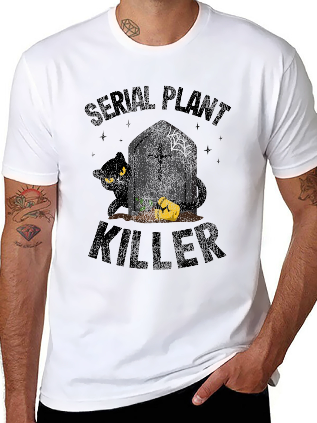 Serial Plant Killer T-Shirt - Halloween Cat Design