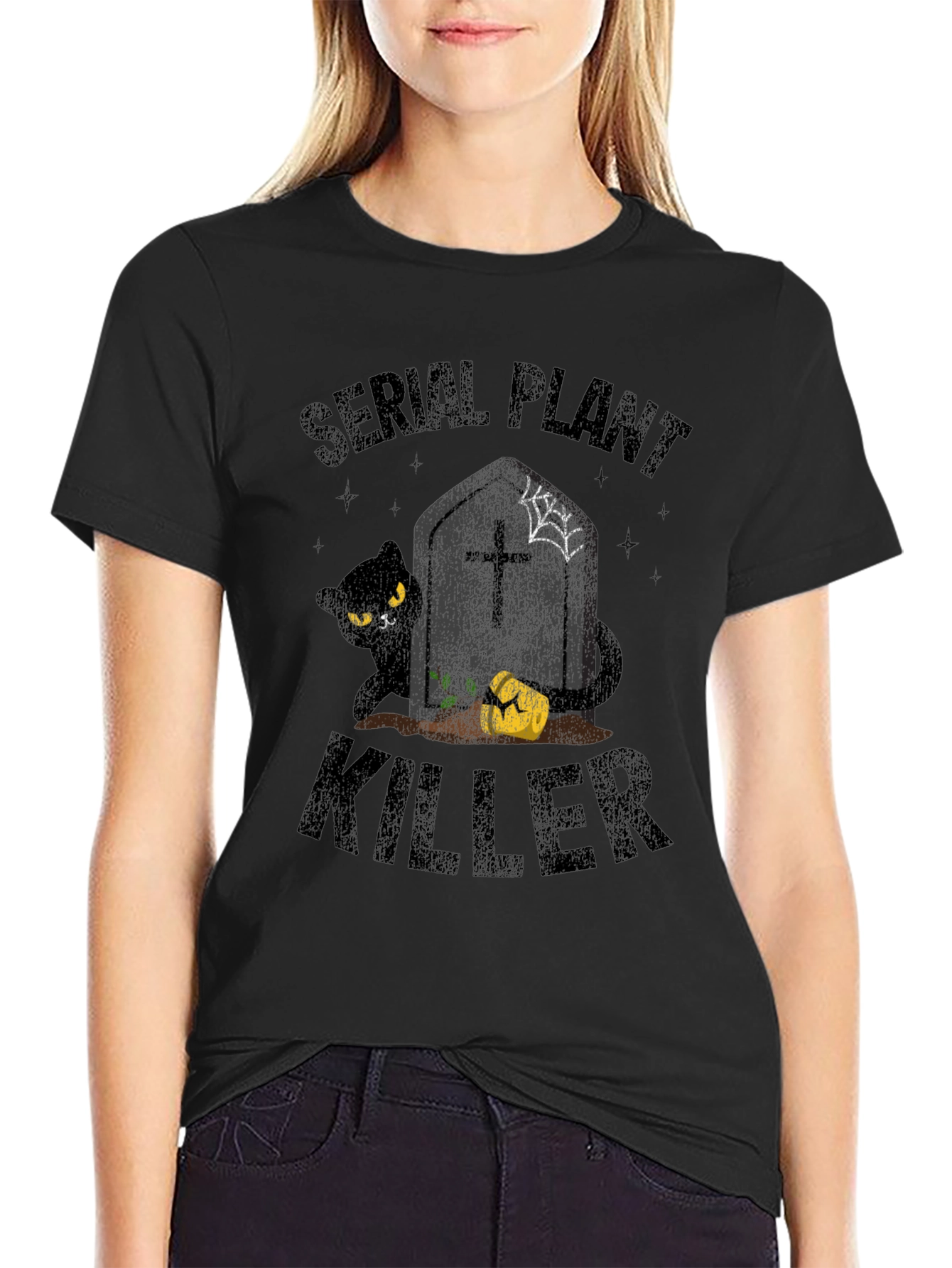 Serial Plant Killer T-Shirt - Halloween Cat Design