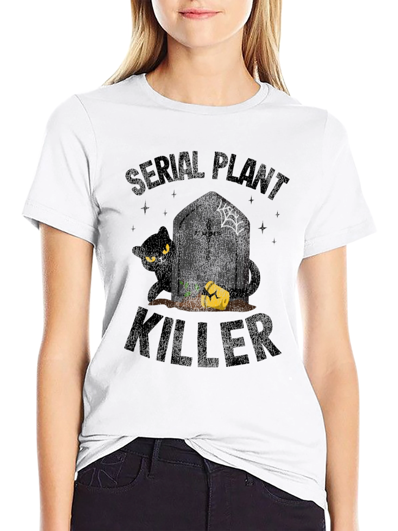 Serial Plant Killer T-Shirt - Halloween Cat Design