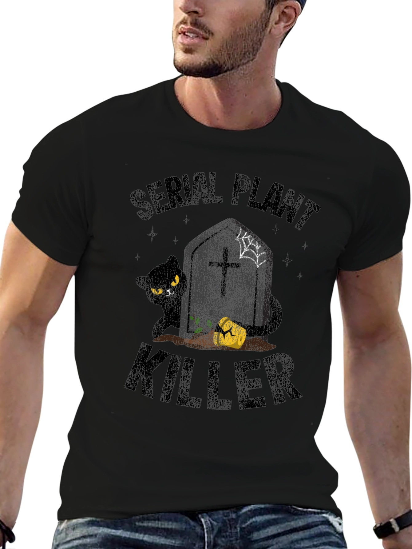 Serial Plant Killer T-Shirt - Halloween Cat Design