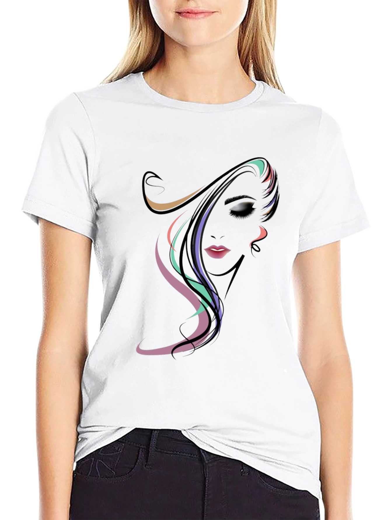 Stylish Abstract Woman Graphic Tee