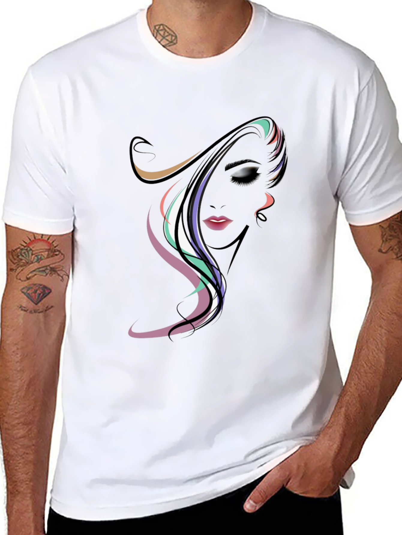 Stylish Abstract Woman Graphic Tee