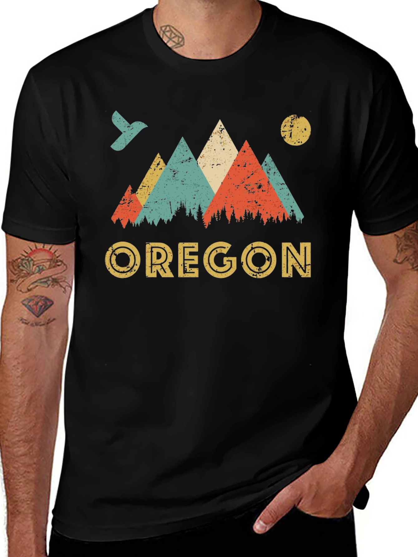 Oregon Mountains Retro Graphic T-Shirt