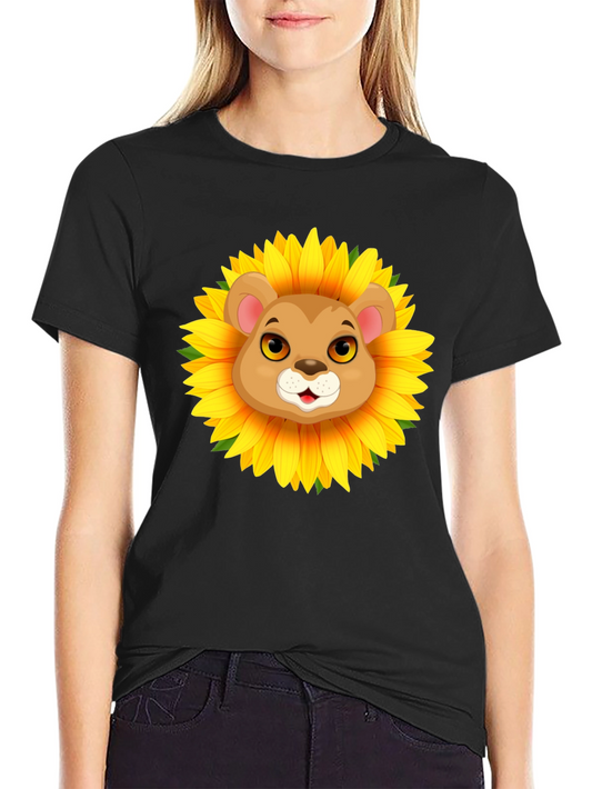 Lion Sunflower Graphic T-Shirt