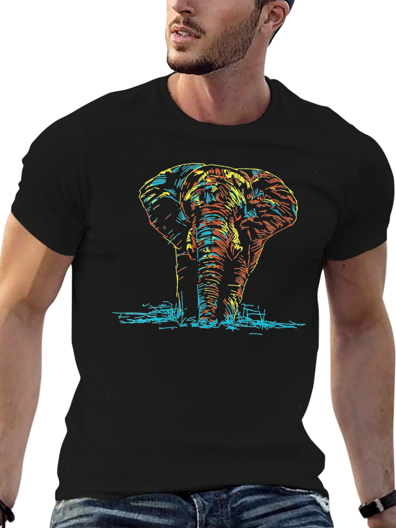 Elephant Graphic Black T-Shirt