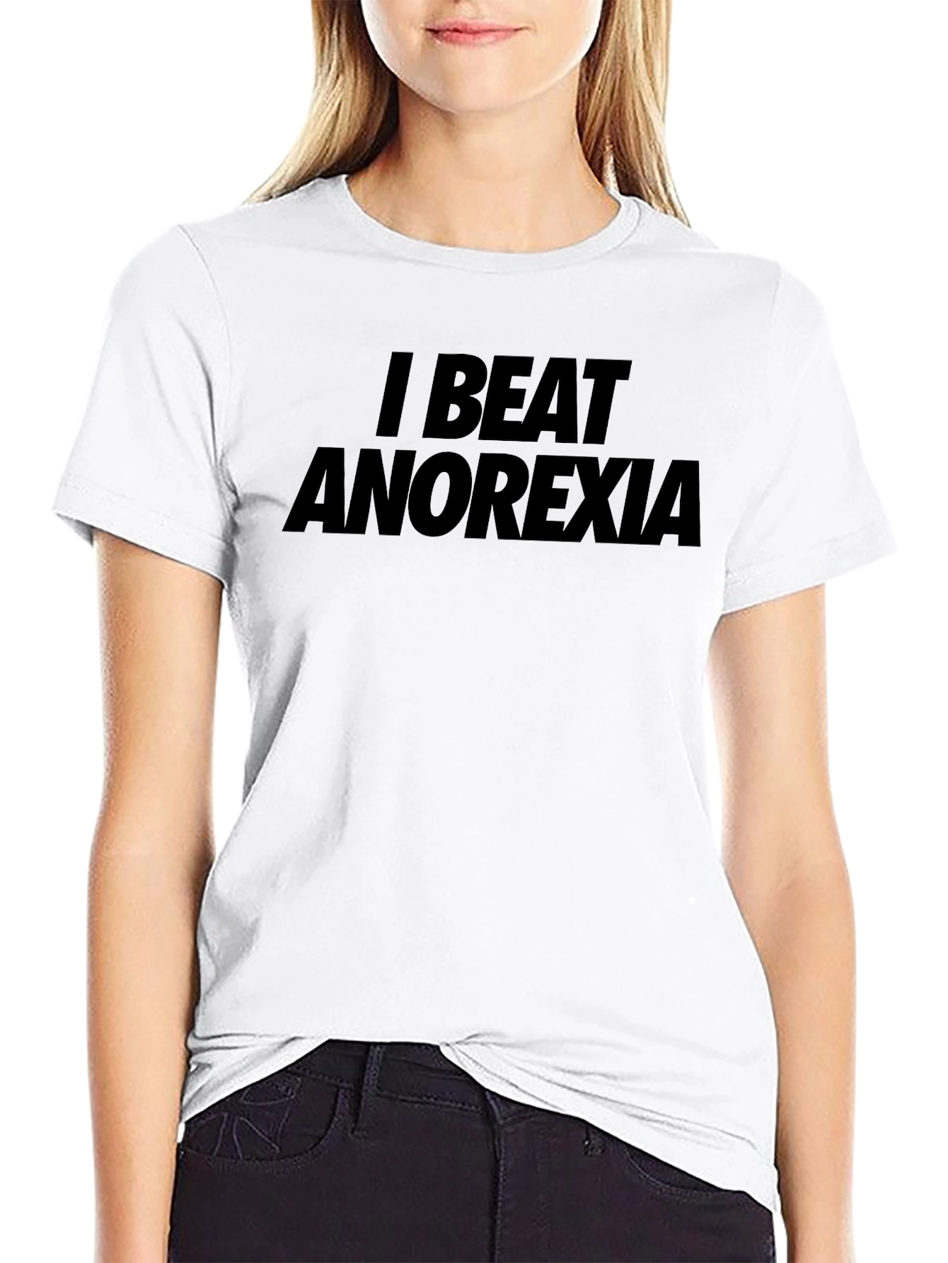 I Beat Anorexia Black T-Shirt